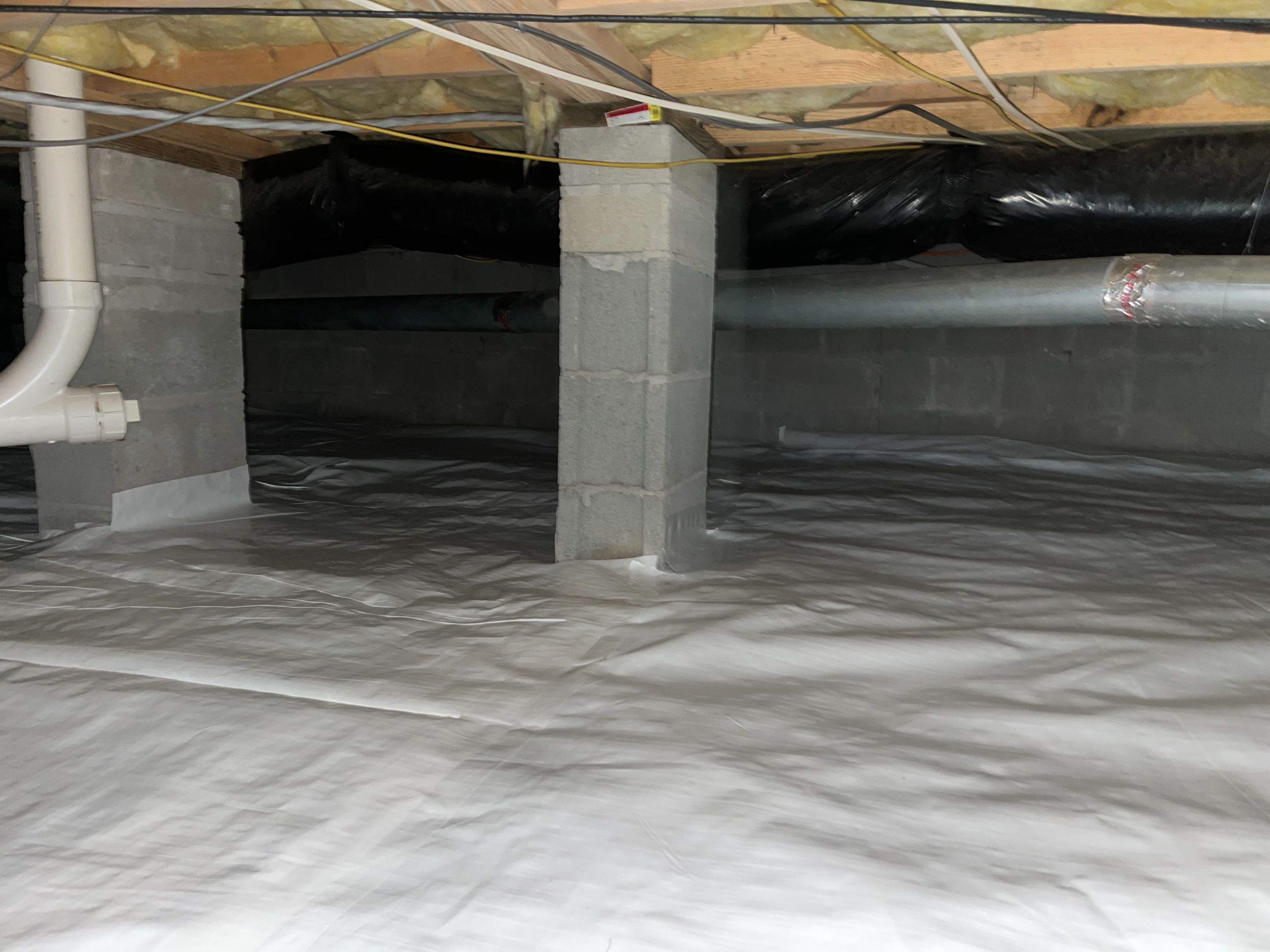 Dehumidifier and Moisture Barrier Install using 14Mil Moisture Barrier by Impact Crawlspace