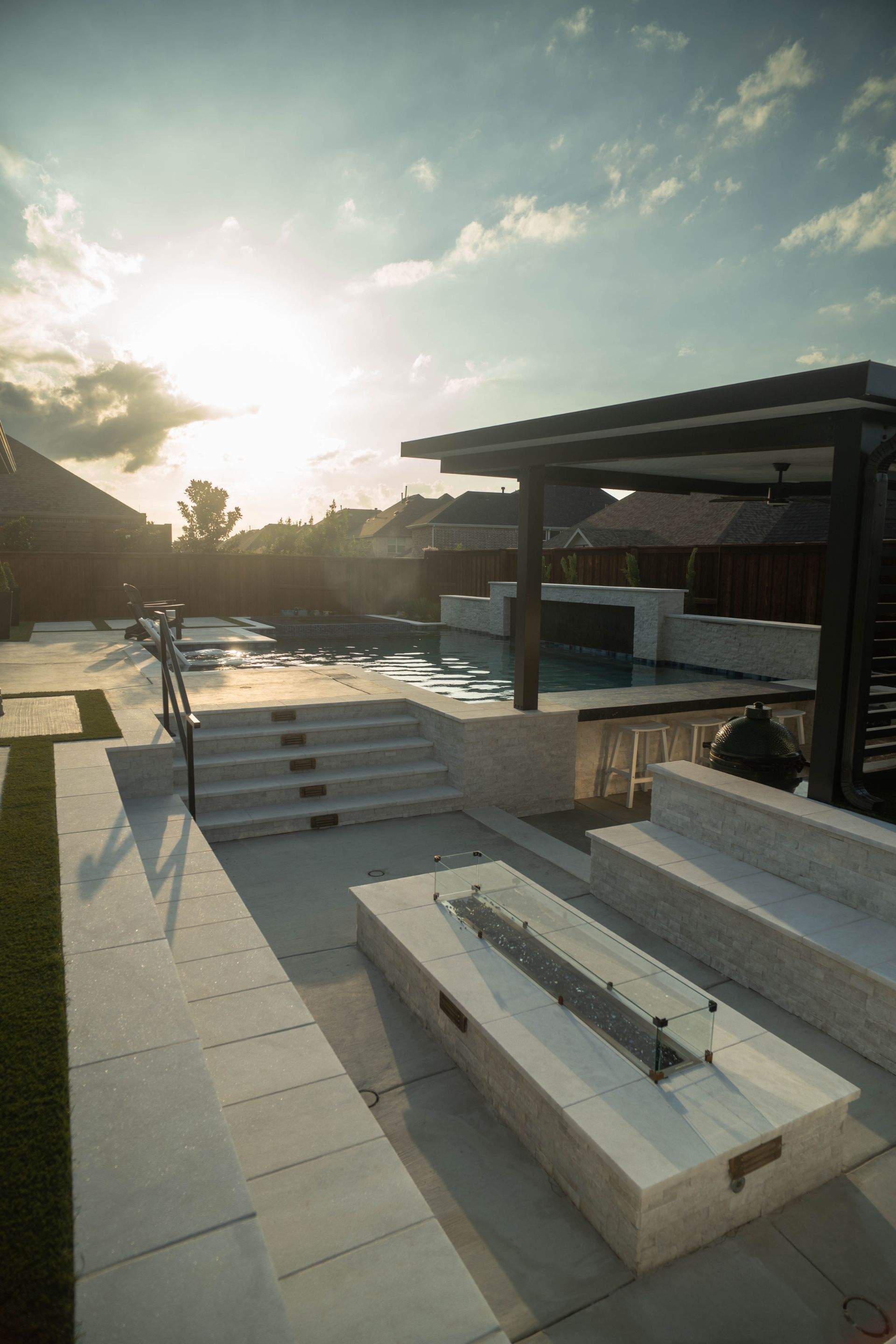 Jumbo Pool, Spa, and Sunken BBQ and Fire Pit by Pinnacle Pools and Spas - DFW