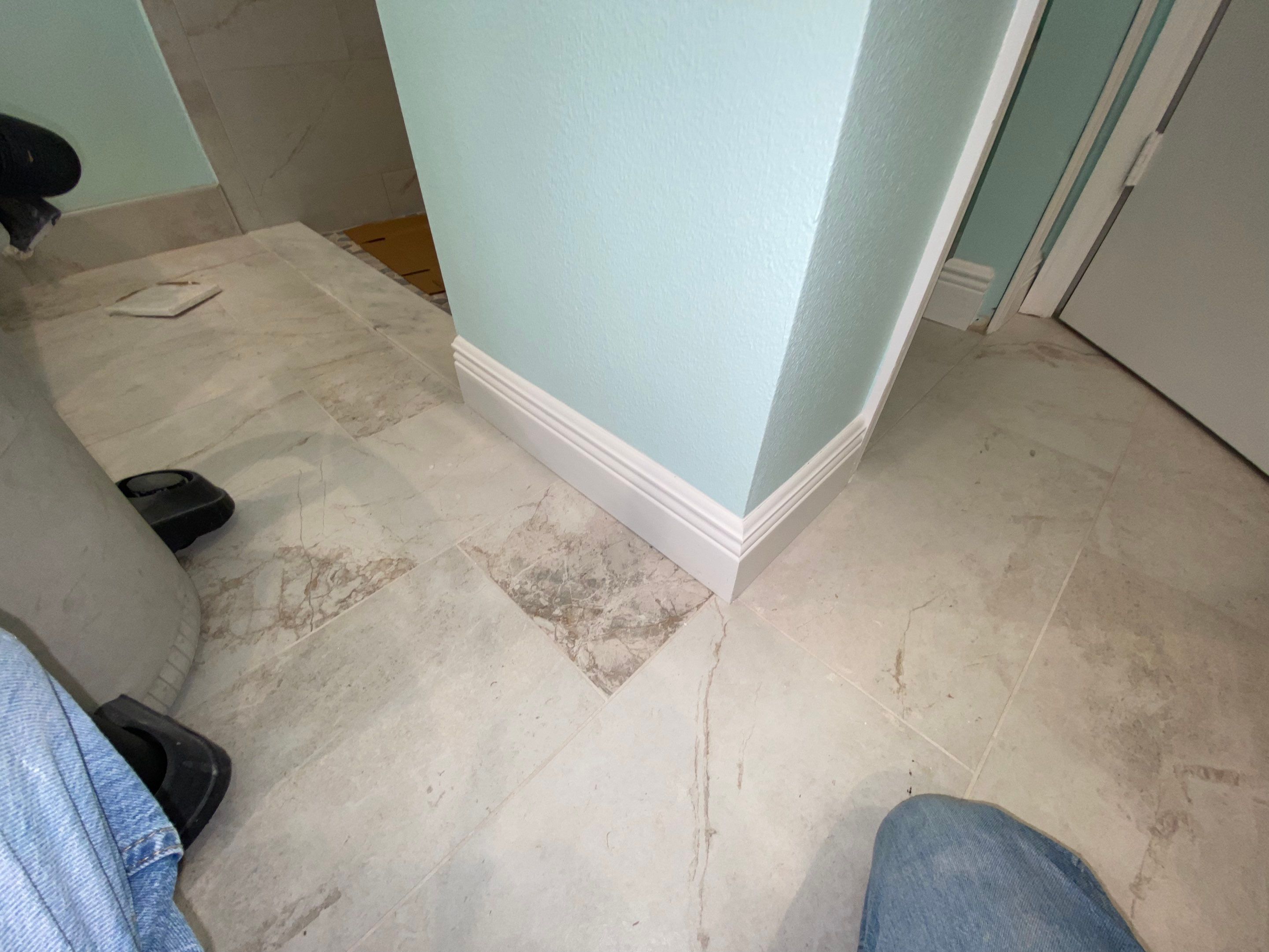 Baseboard Installation using Primed Pine Baseboard Moulding by HandyMangum