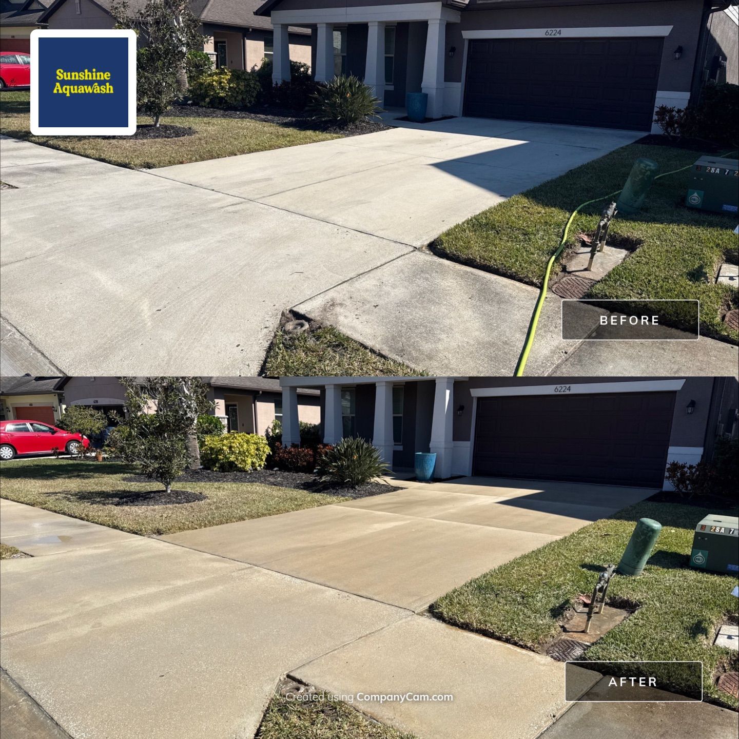 2-Car Concrete Driveway & Sidewalk Cleaning in Trevesta – Palmetto, FL by Sunshine AquaWash