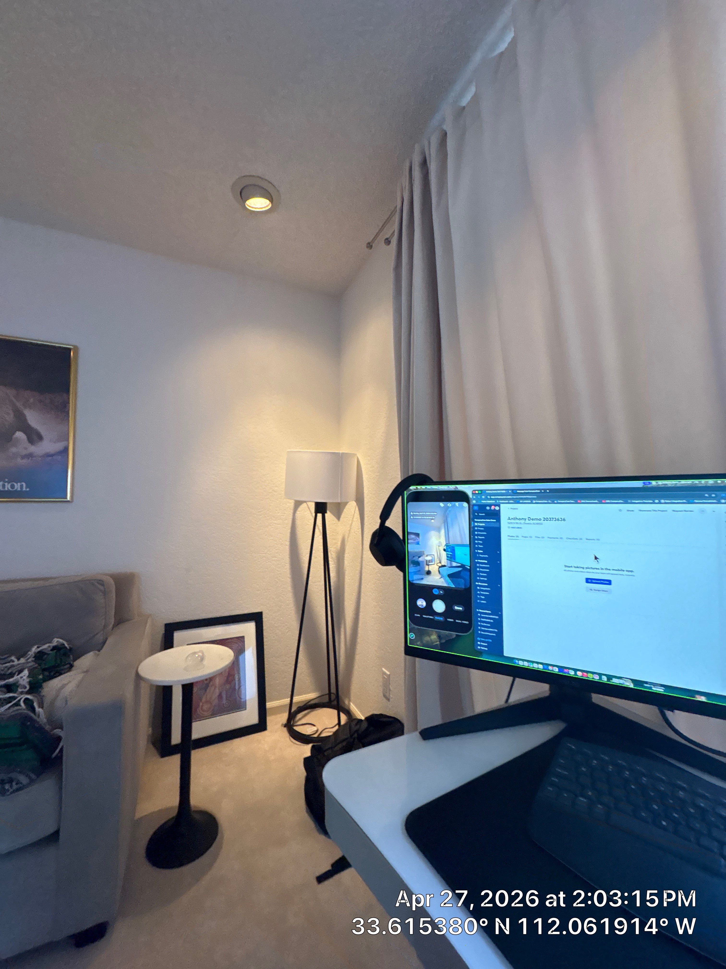 Phoenix Home Office Setup with Integrated AV and Lighting by CompanyCam Sales Demo