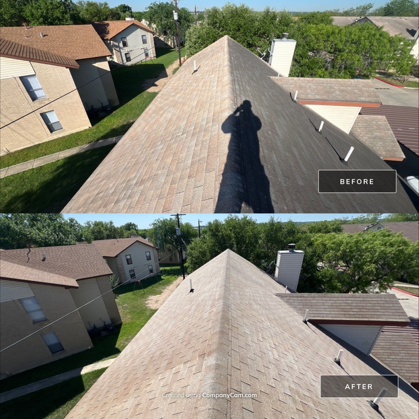 Shingle Roof Washing Project in San Antonio by Bright Choice