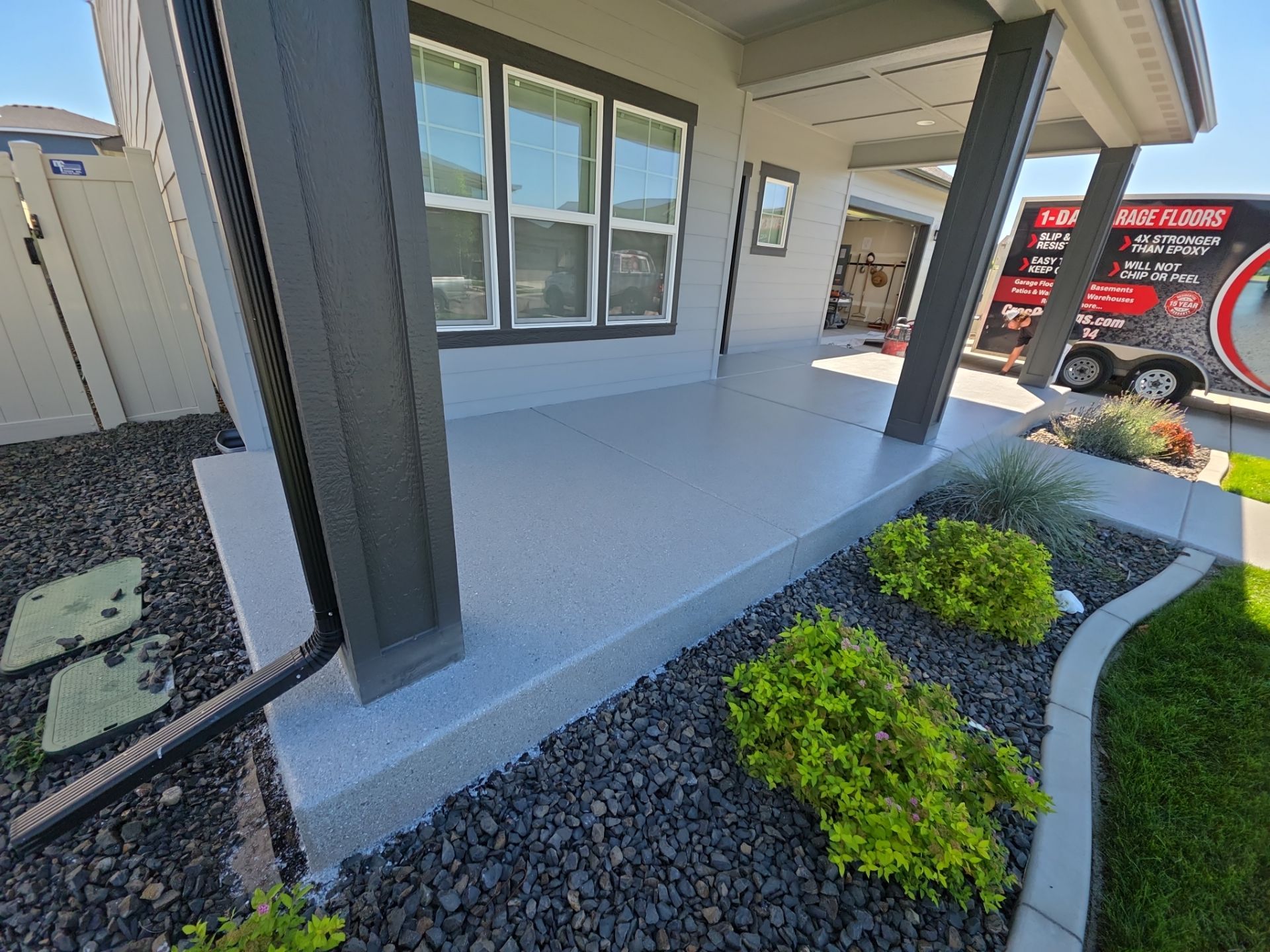 Patio Transformation using Battleship Hybrid by Croc Coatings, LLC