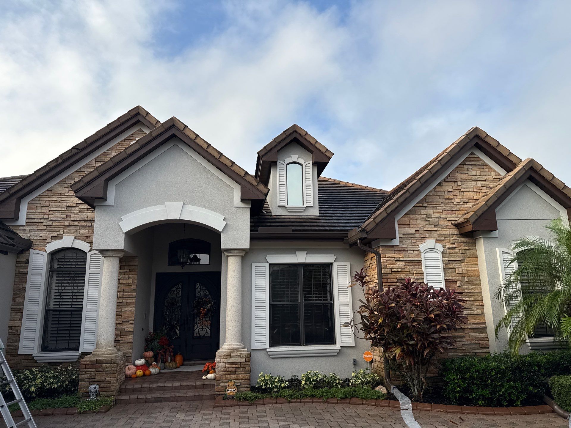 Tile Roof, Paver Pool Deck & Flowerbed Curbing Cleaning | Winding River Bradenton, FL Transformation by Sunshine AquaWash