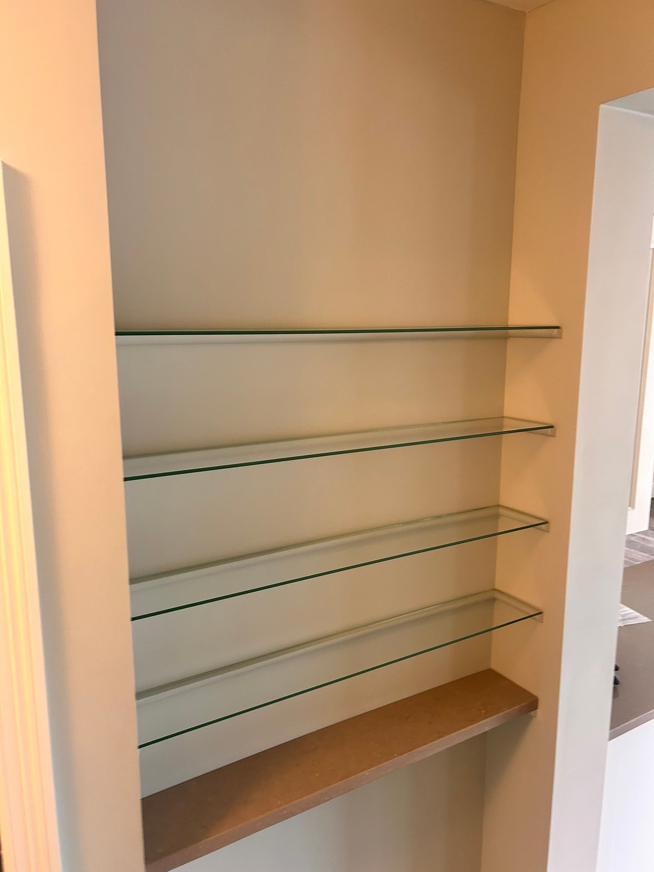 Bathroom Remodel using Alumax Shower and Glass Shelving by Cheshire Glass Company