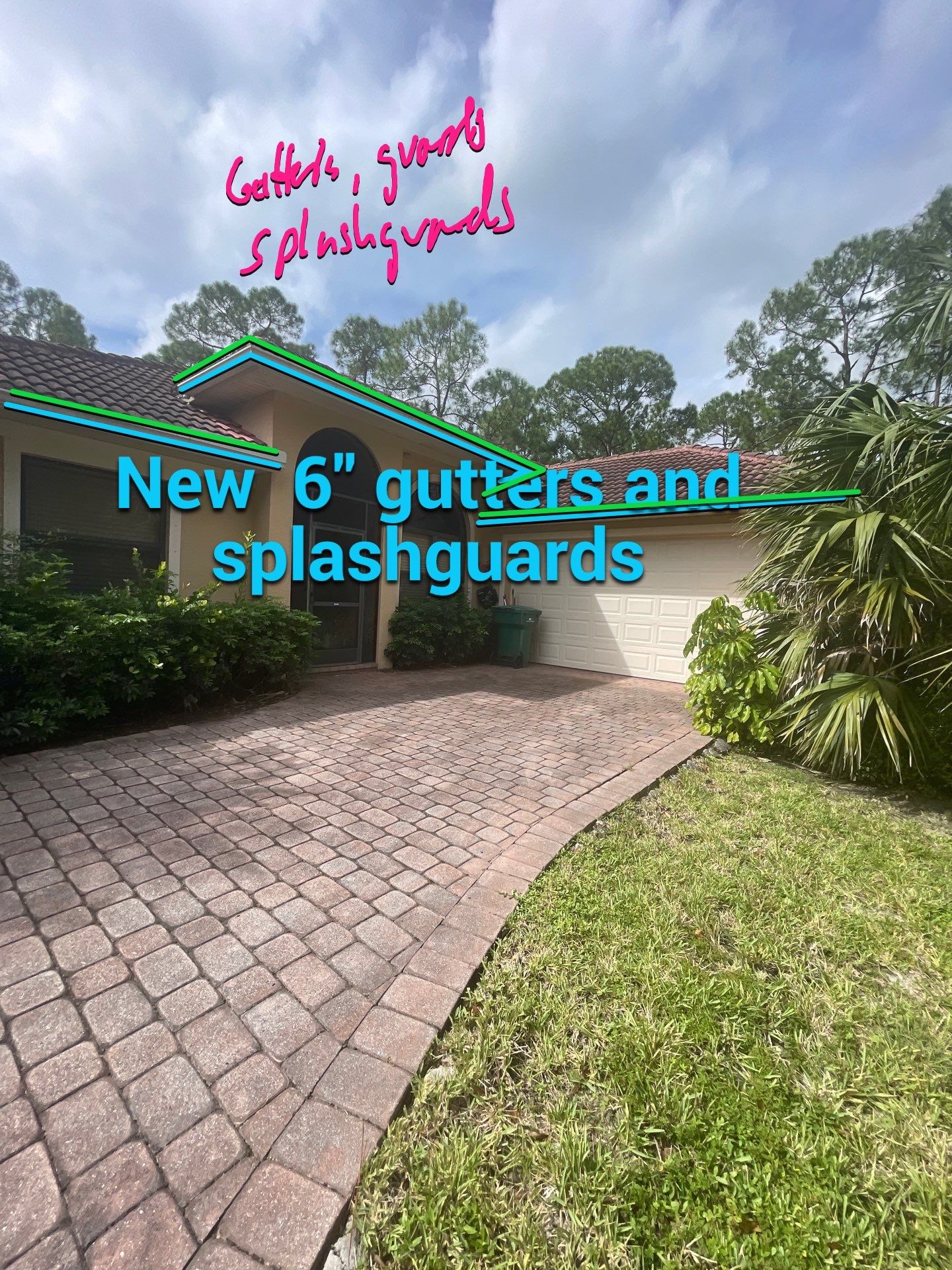 New Splash Guards and 6-Inch seamless Gutters in Naples FL by Gutter Professors