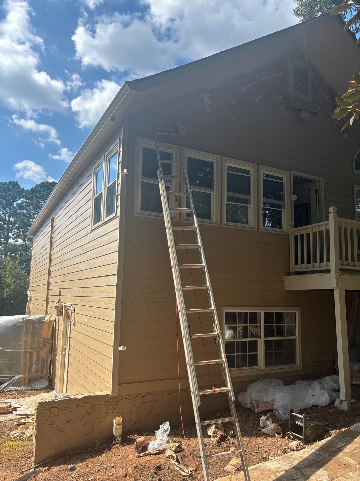 Rotted Wood Replacement, Deck Stain, and Exterior Paint Project in Kennesaw, GA by Nelson Exteriors 
