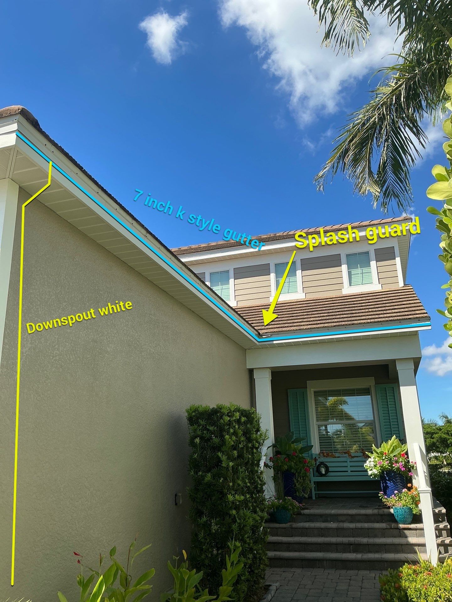Bronze Downspouts & 7-Inch K-style Seamless Gutter Installation in Fort Myers FL by Gutter Professors