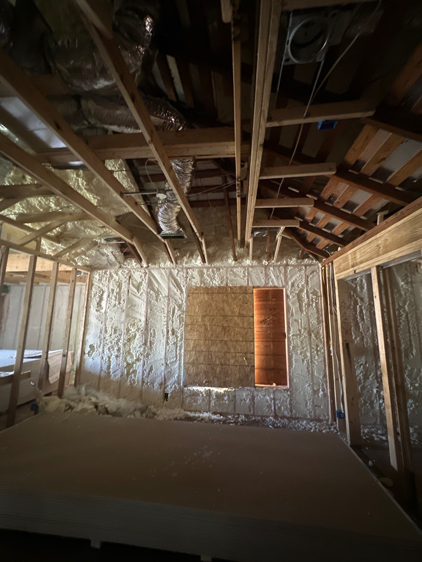 Full encapsulation with open cell spray foam on this custom home in Dallas by Apex Insulation Solutions