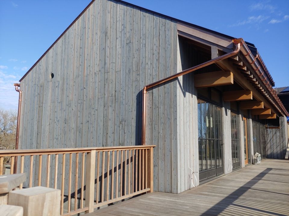 Gutter Installation using 6" Half Round Copper Gutter in Provincetown, MA by Gutter Pro Enterprises