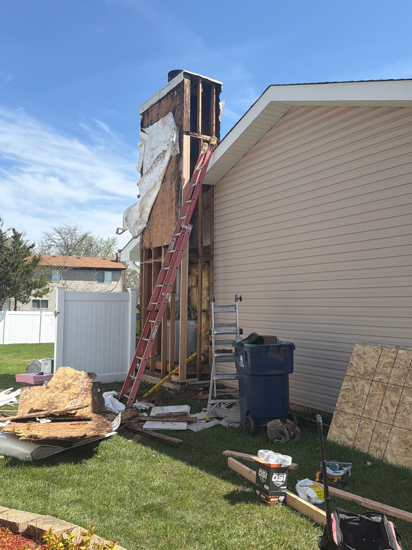 Chimney siding replacement by Optimal Home Improvement