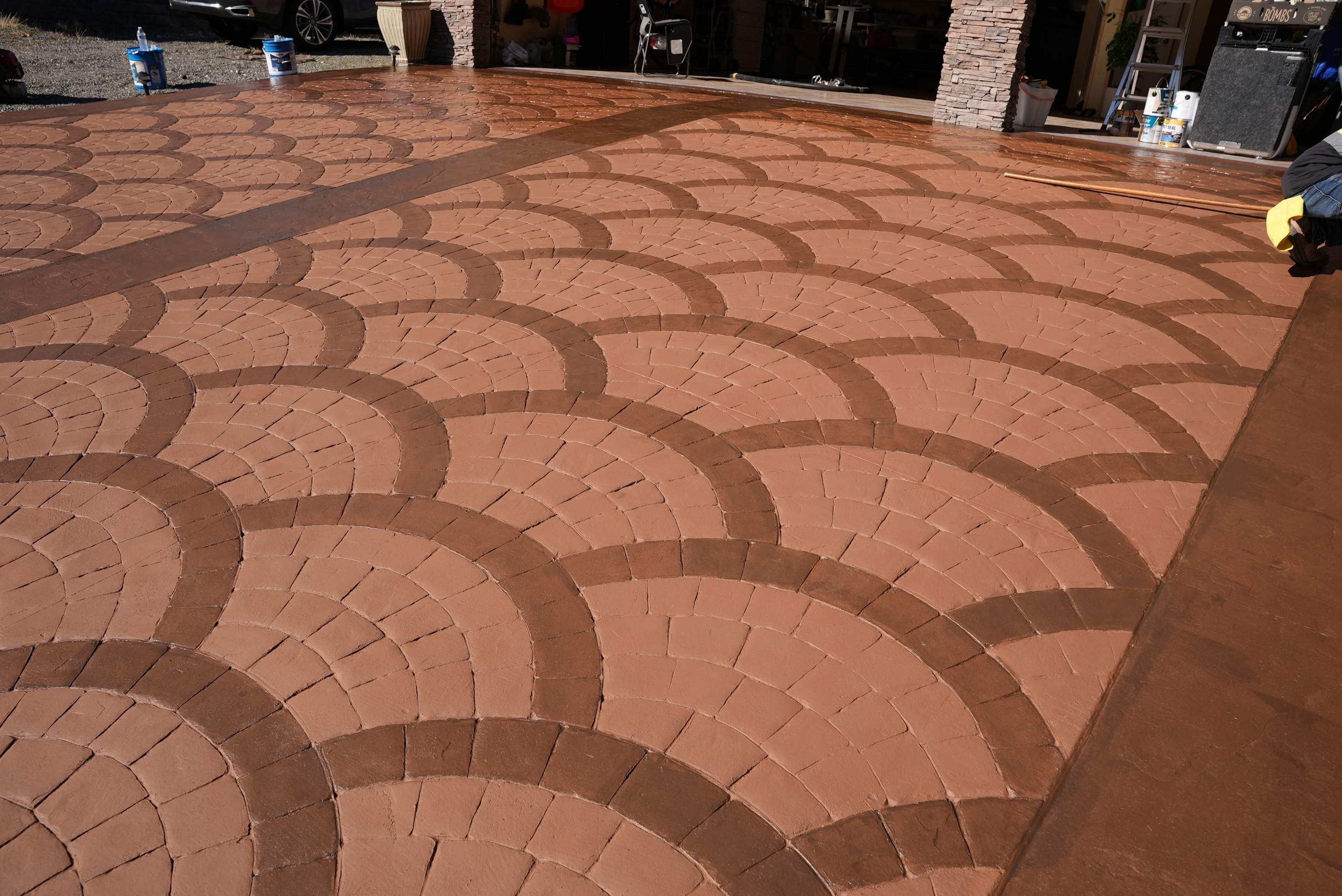 Mehta | Tiled Driveway with Sealer & Retaining Wall  by Jireh Asphalt & Concrete Inc 