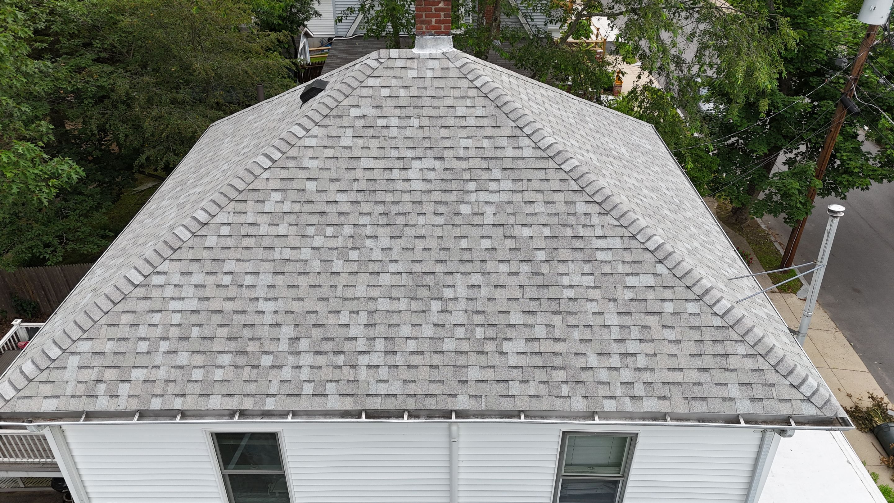 Title: Full Roof Replacement in Watertown, MA – Owens Corning Duration, Sierra Gray with Chimney Flashing Replacement by JOHNNYS PRO