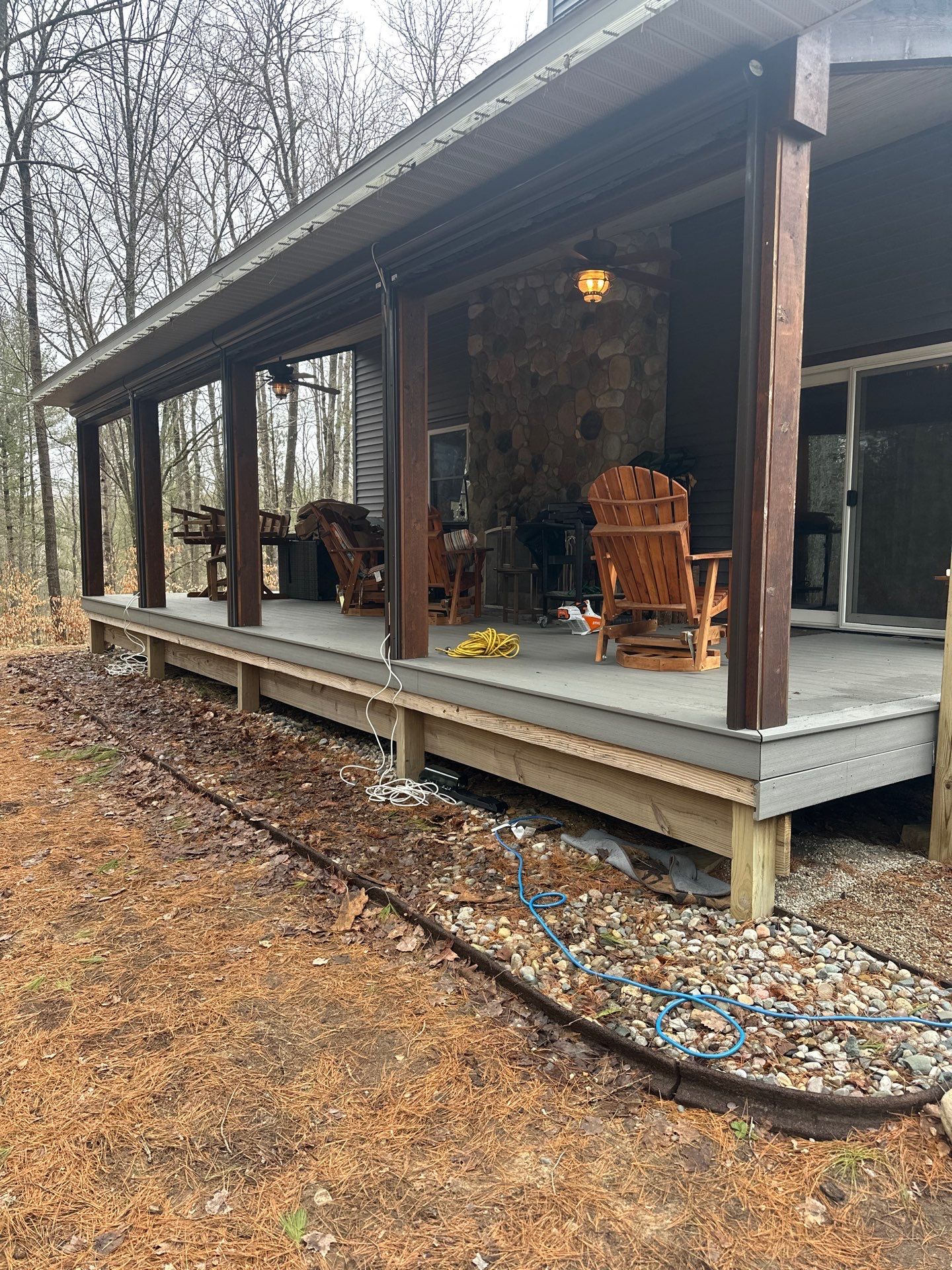 Custom Sunesta Screen Enclosure for Covered Deck in Kalkaska by Rainbow Seamless Systems