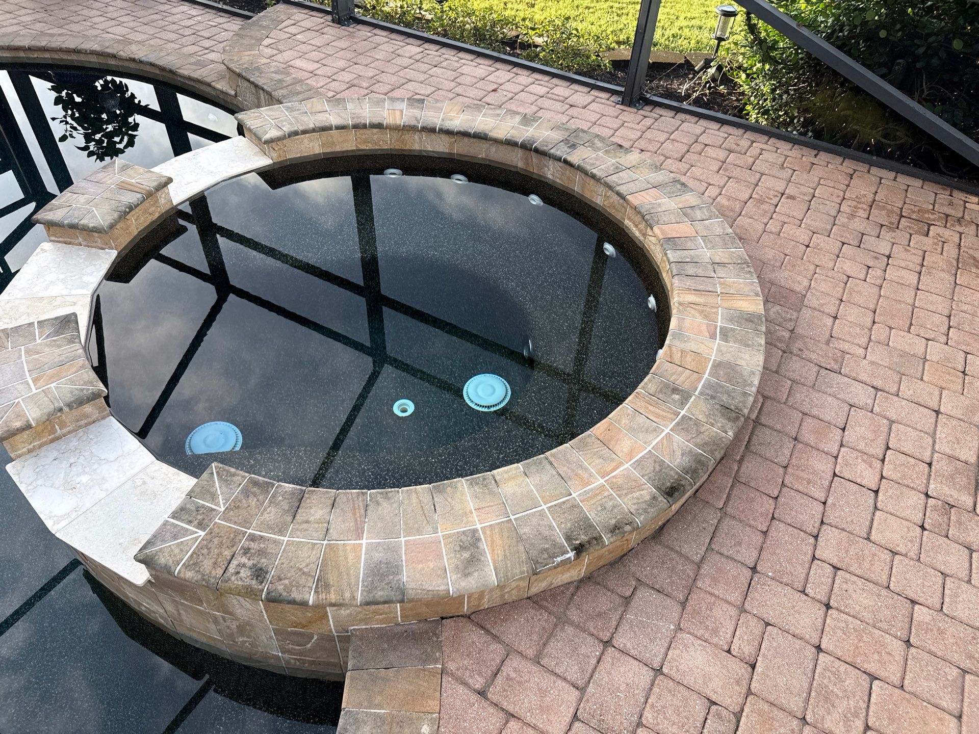 Tile Roof, Paver Pool Deck & Flowerbed Curbing Cleaning | Winding River Bradenton, FL Transformation by Sunshine AquaWash