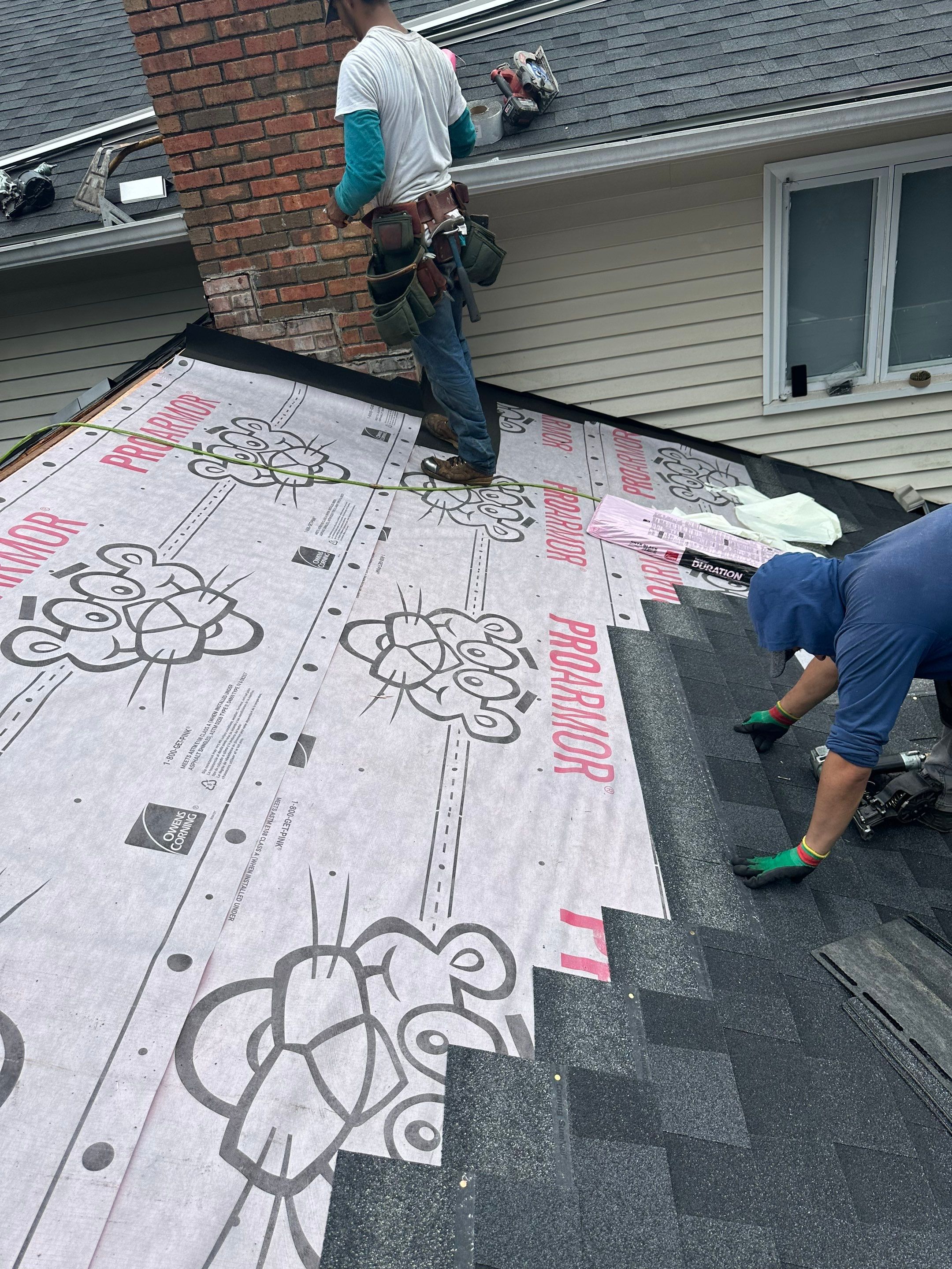 Residential Roofing Installation using Owens Corning TruDefinition Duration AR - Onyx Black & New Siding Using Mainstreet Charcoal Gray by A Plus Exterior