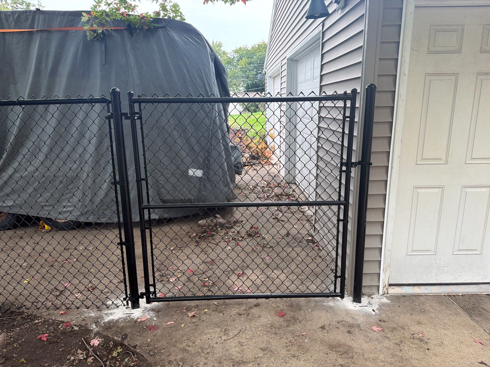 Custom Wood Privacy and Black Chain Link Fence in Hudson by Perfect Picket Fence and Stain