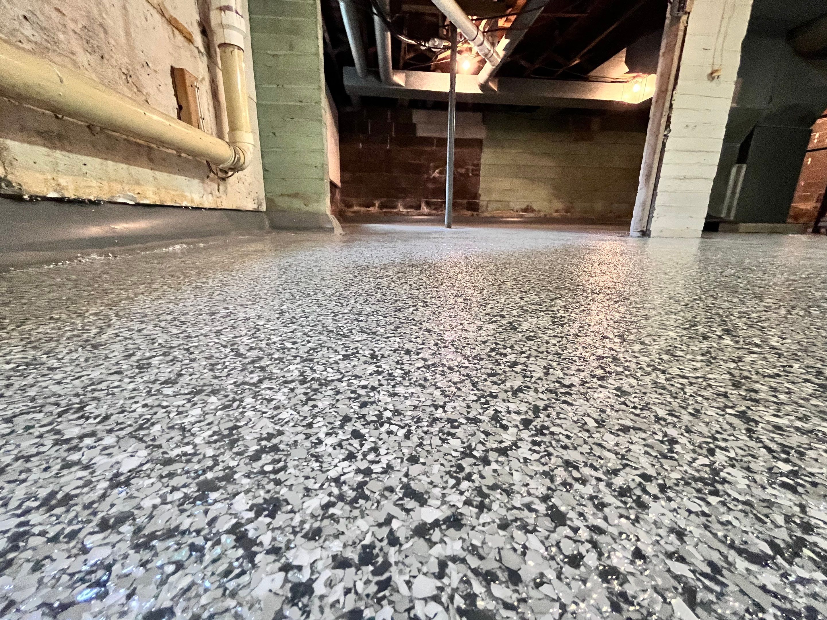 Gravel Flake Basement Floor  by Level 10 Coatings