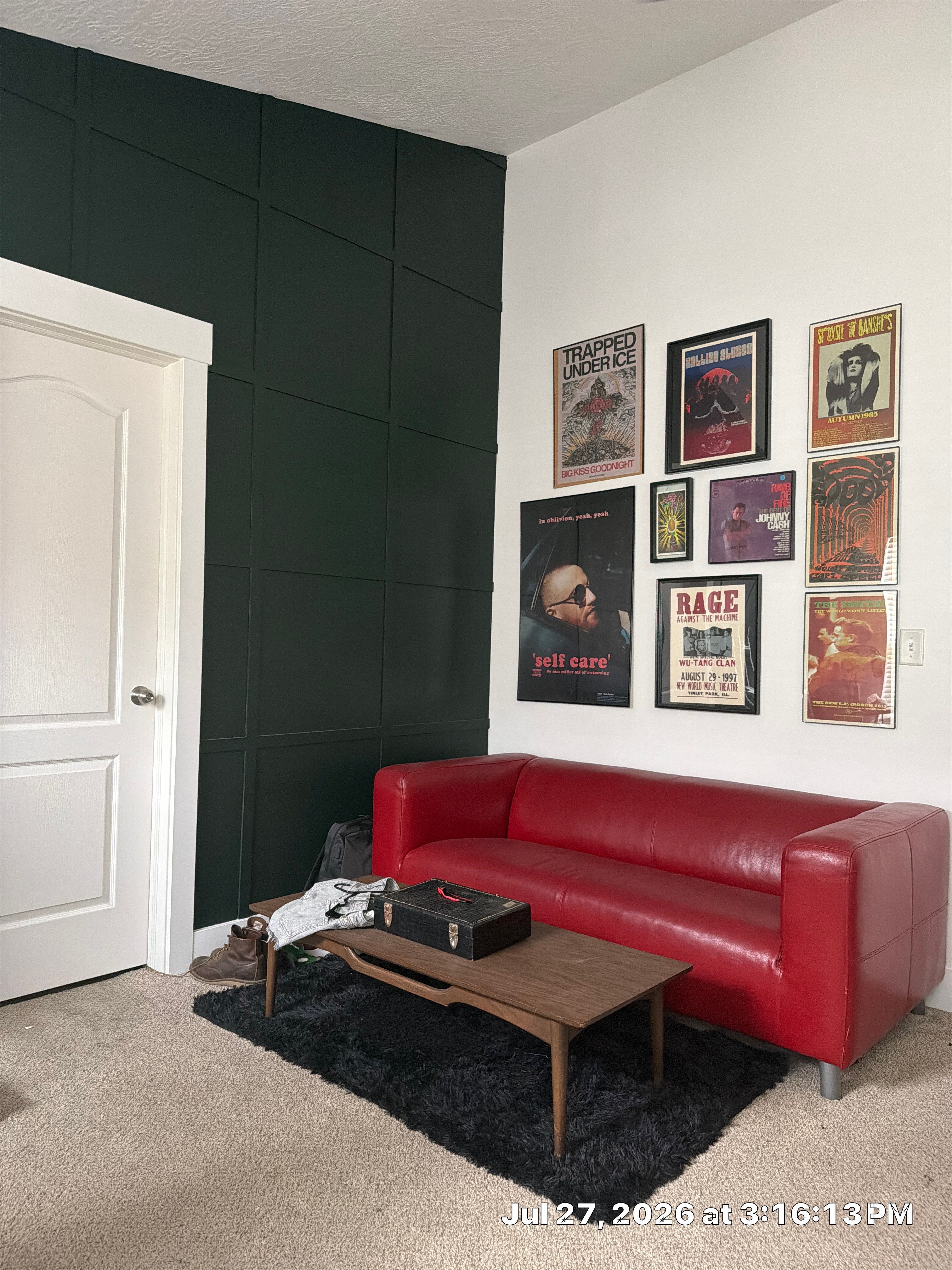 Dark Green Board and Batten Accent Wall in South Salt Lake by CompanyCam Sales Demo
