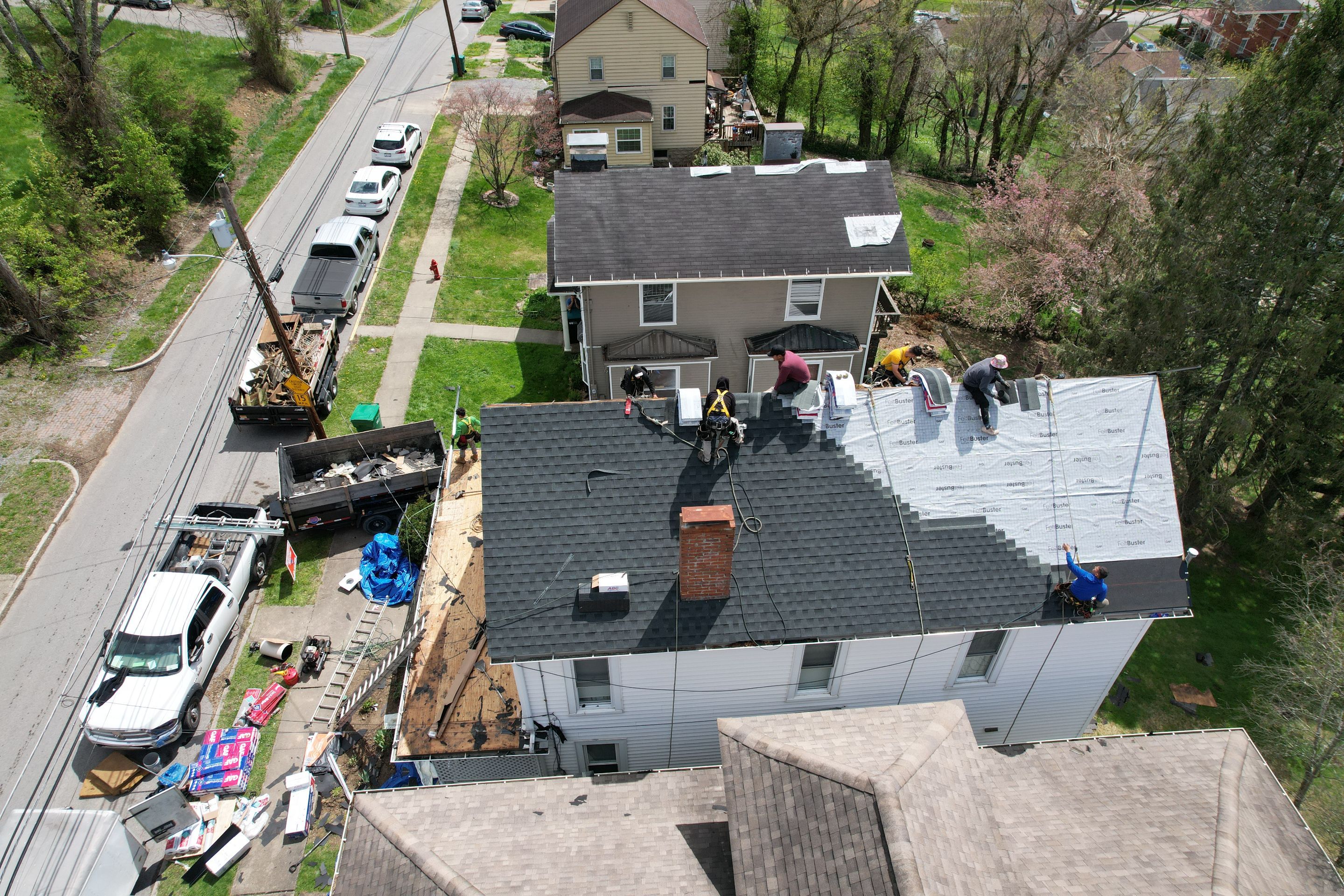 Residential Roofing Installation using GAF Timberline HDZ Charcoal by Rainstoppers Roofing