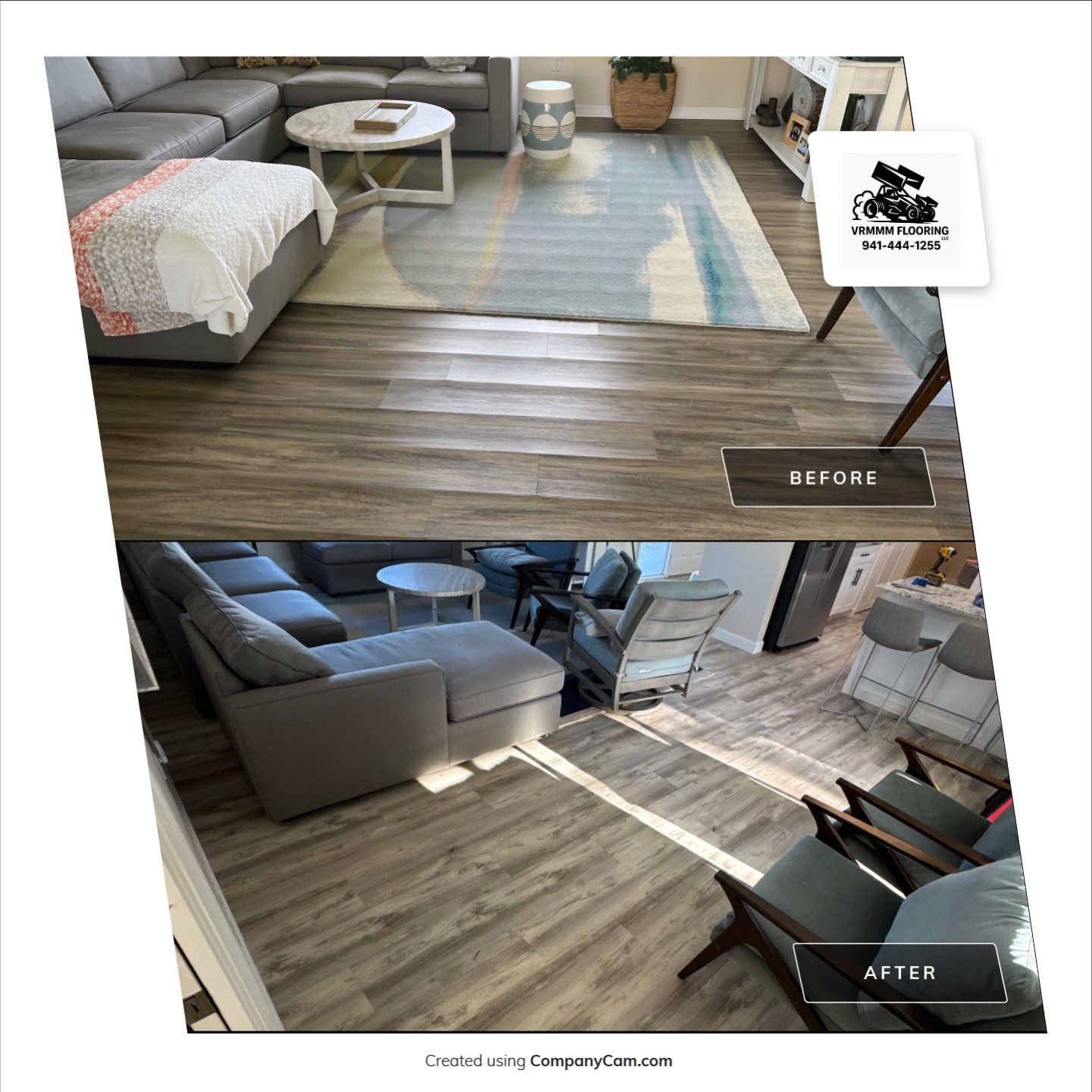 LVP Install in living room/ Kitchen by Vrmmm Flooring