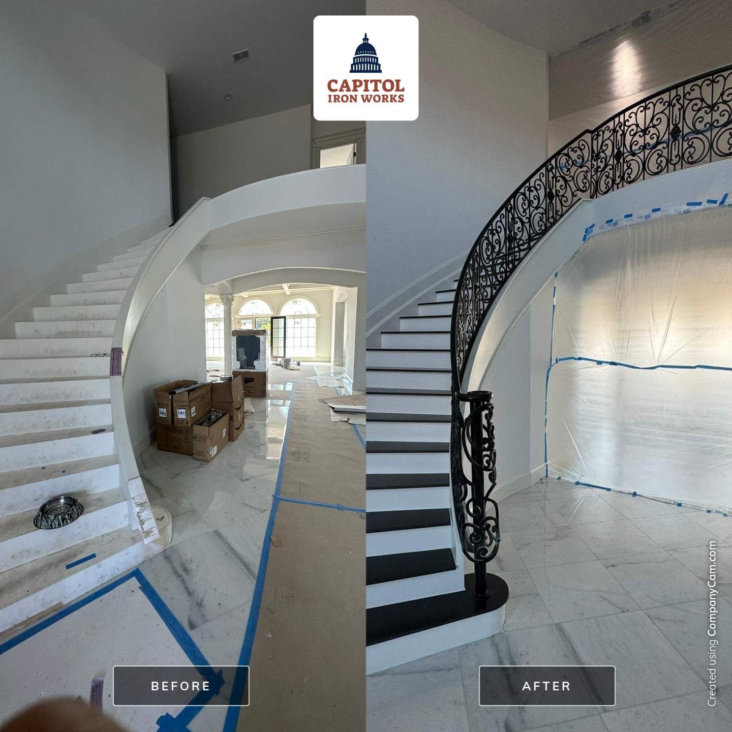 Ornamental Interior Curved Railings – Custom Rossi Series Design – Winchester, VA by Capitol Iron Works
