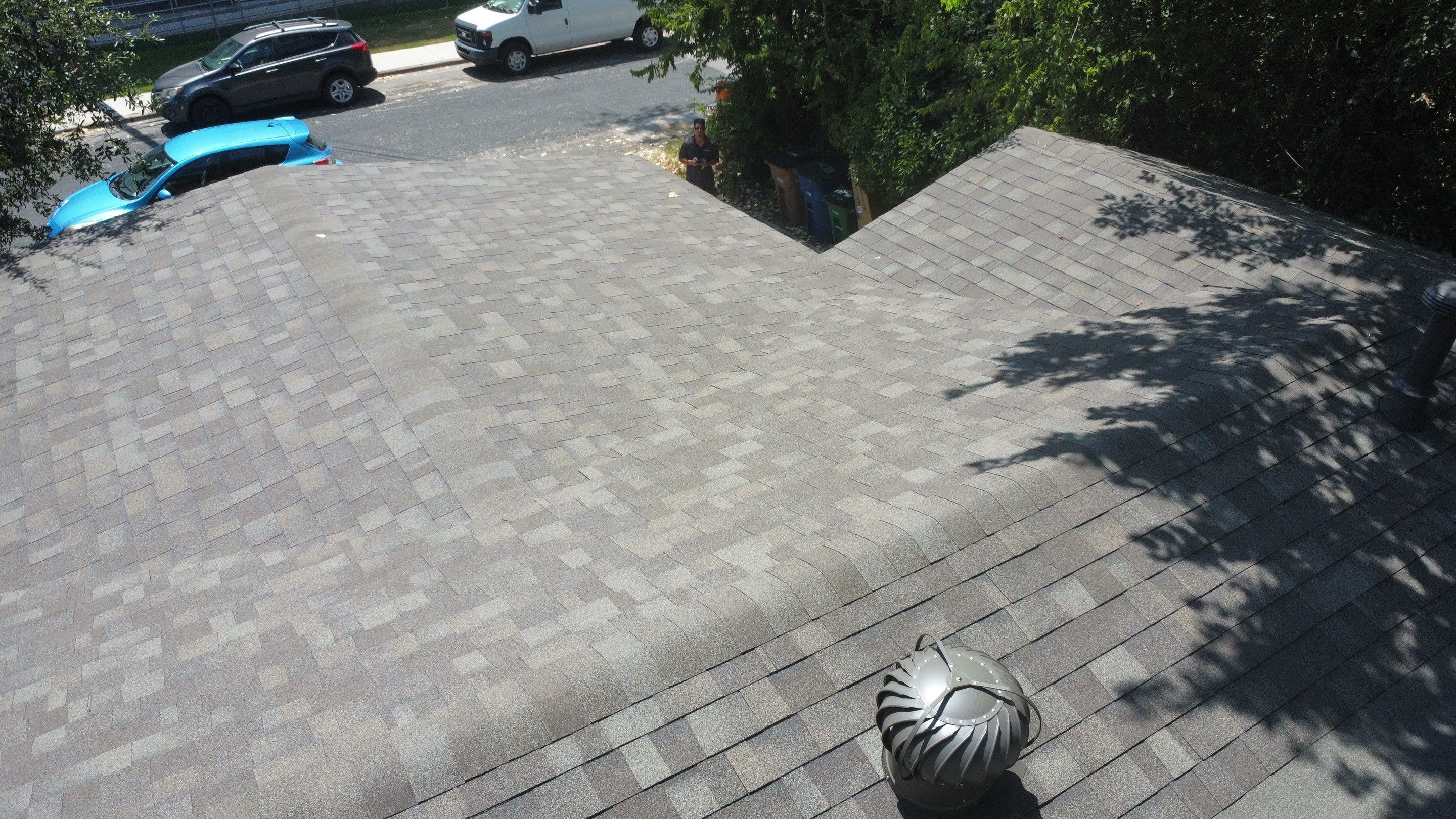 Mixed Roof System – Oakridge Driftwood + Flat Roof Section | Austin, TX by Kstylez Roofing & Construction