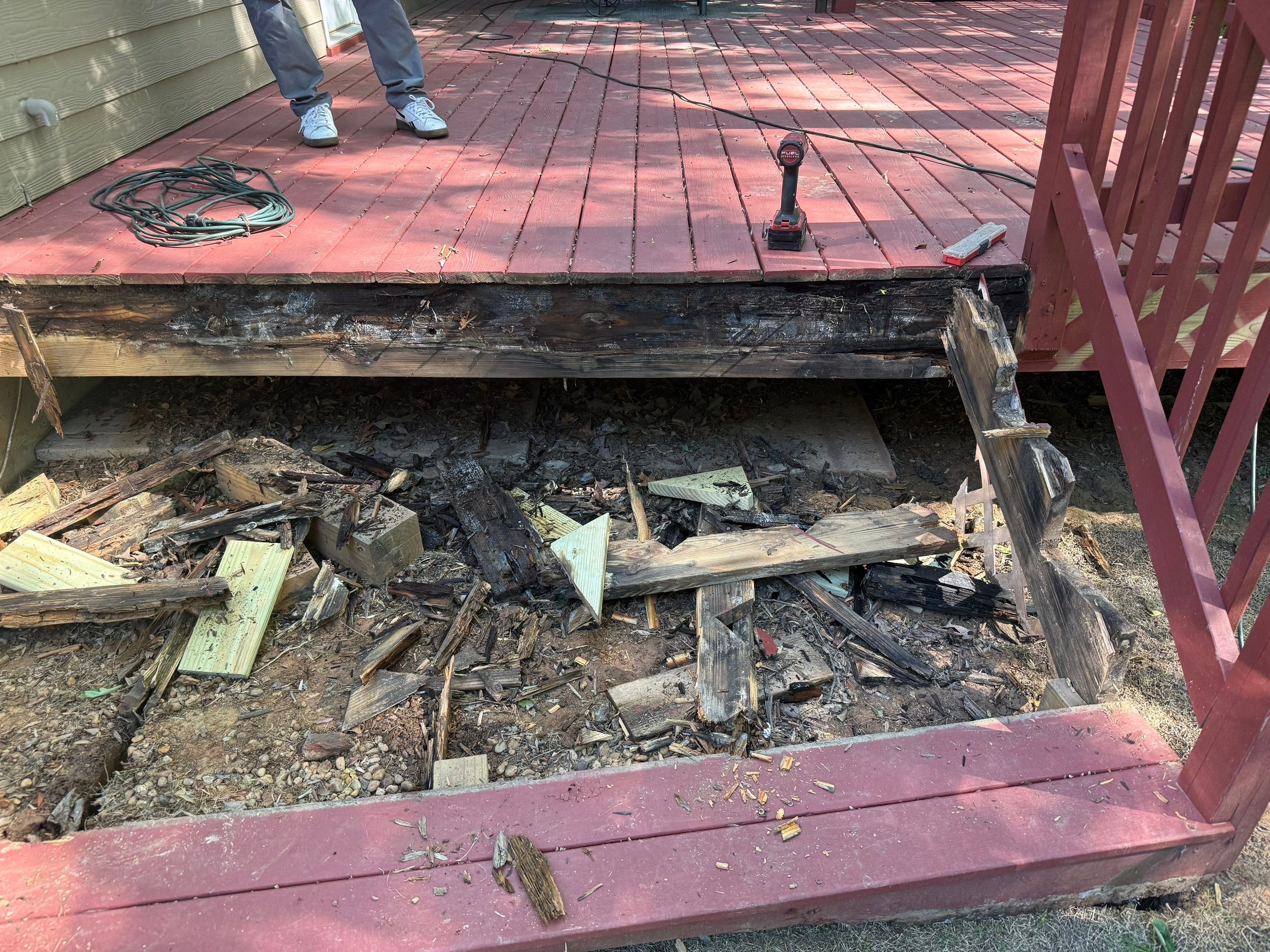 Wooden Deck Structural Repair and Staircase Replacement in Kennesaw by Swift Home Renovations