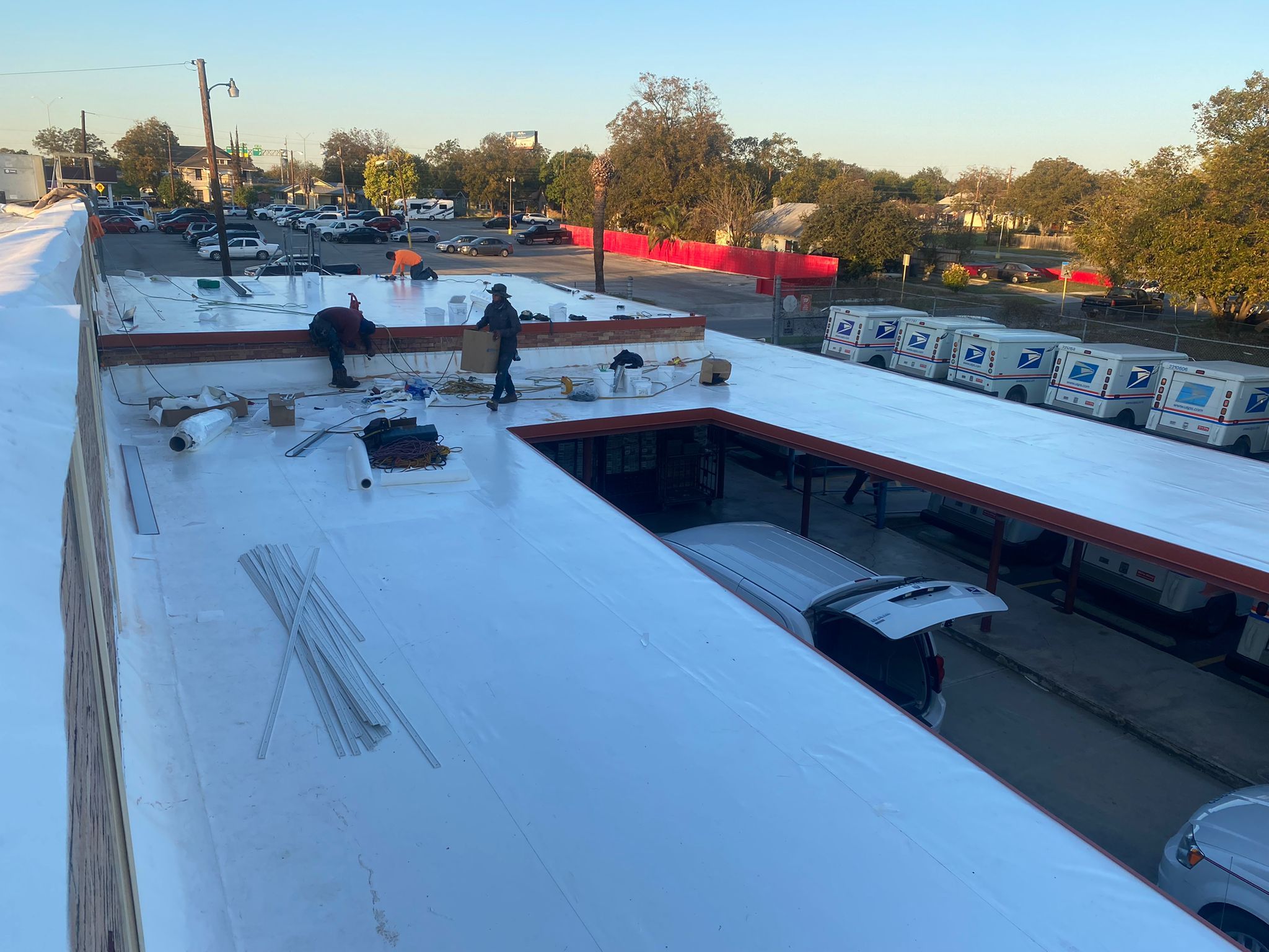 San Antonio Post Office Recover with a 20 year NDL warranty by Grell Roofing, LLC
