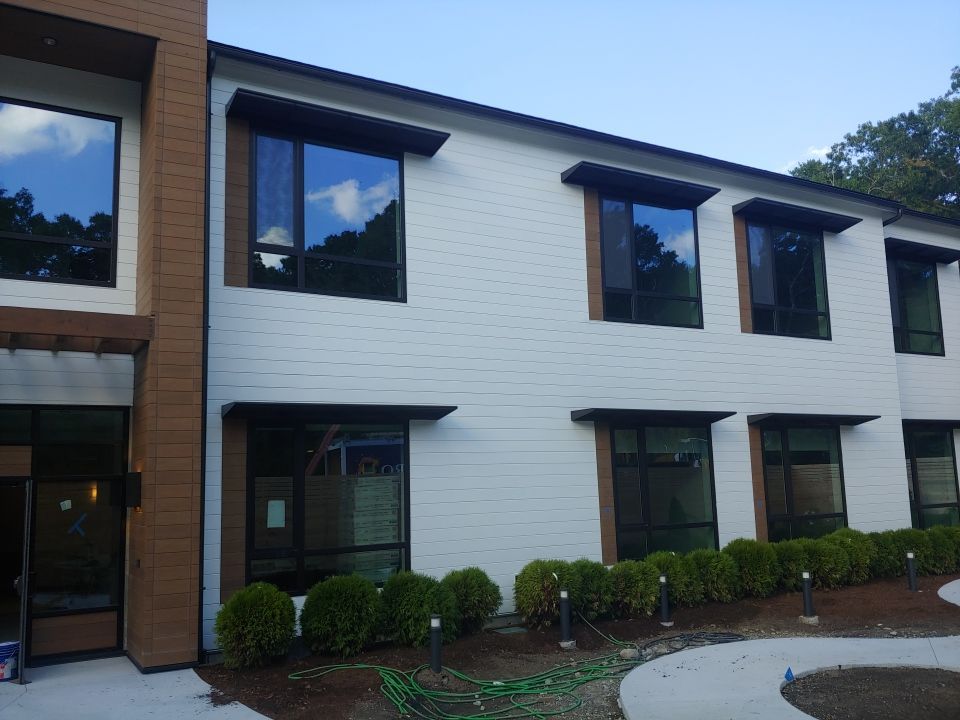 Norwell, MA Gutter Installation using Half Round Aluminum Gutter at The Cordwainer by Gutter Pro Enterprises