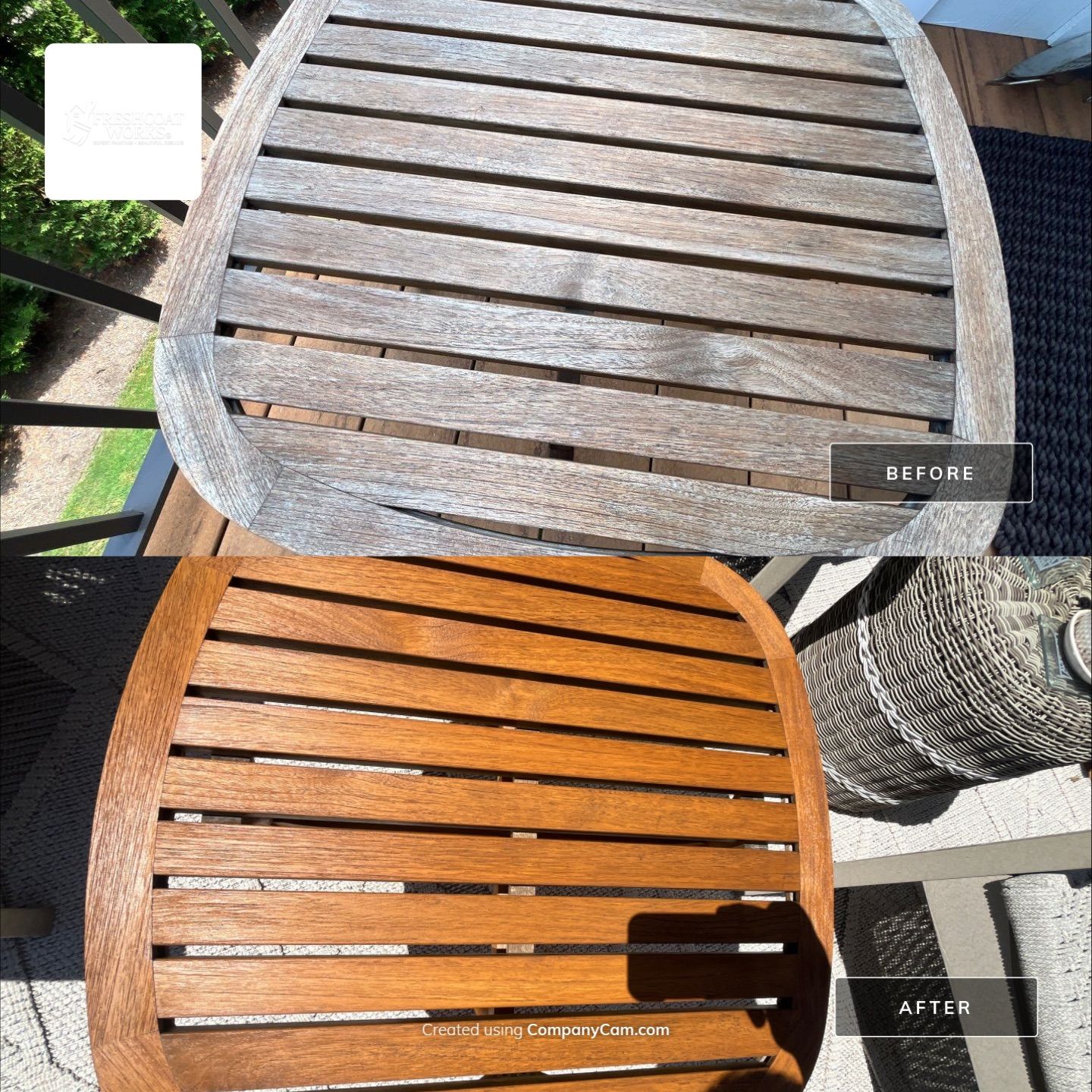 Teak Outdoor Furniture Restoration by FreshCoat Works LLC