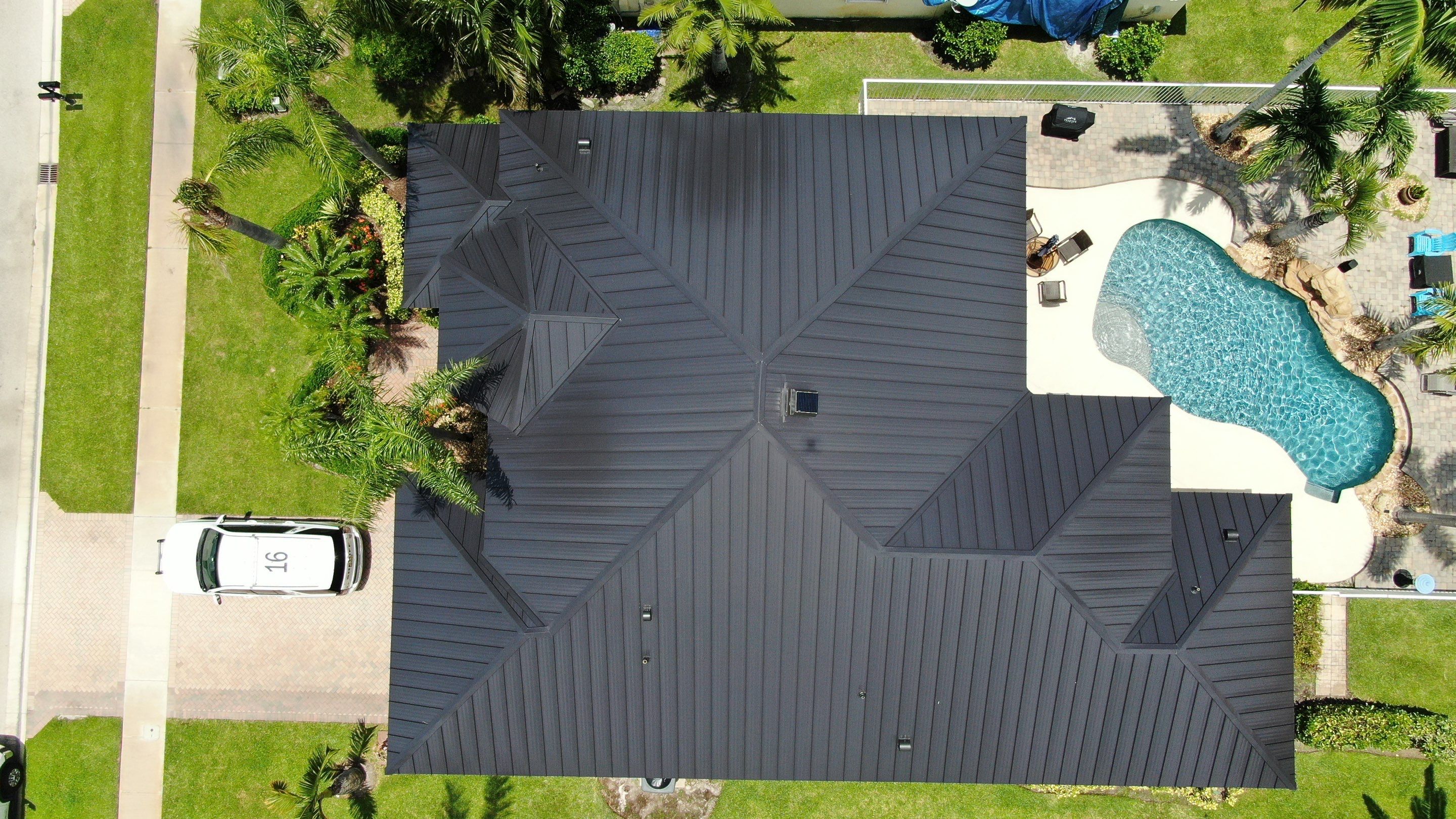 24ga 1.5" Mechanical Seam Matte Black by Total Roofing System The Metal Roof Experts