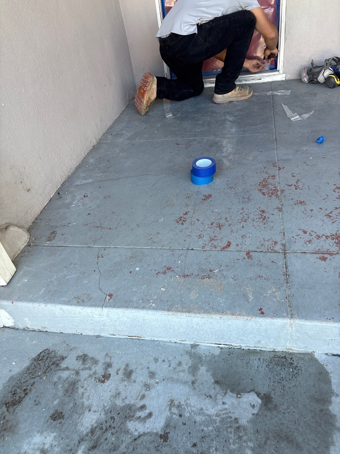 Sandblasting Paint Off Concrete Front Porch In San Bernandino by La Power Washing Inc