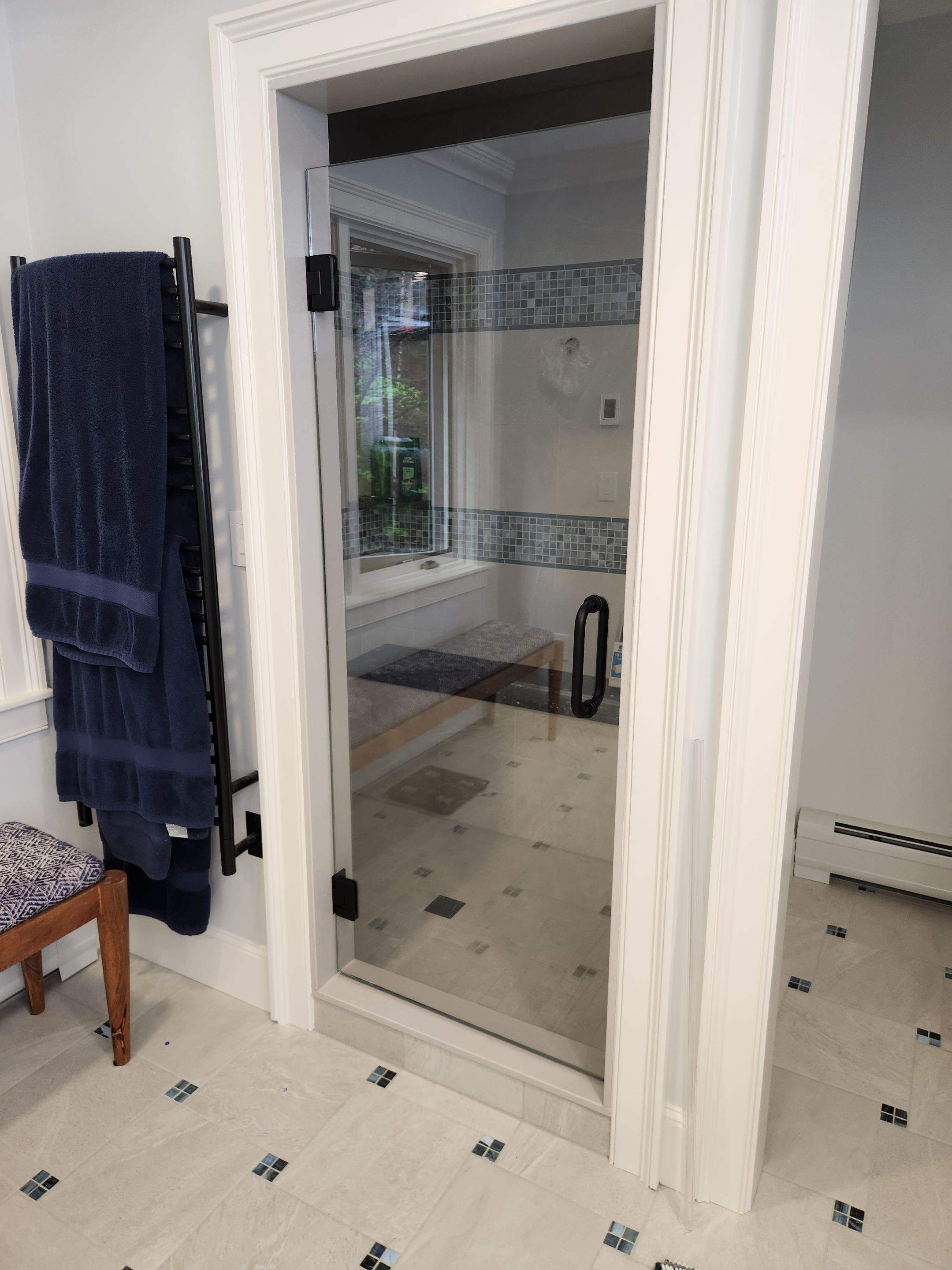 Multiple Frameless Shower Doors by Cheshire Glass Company