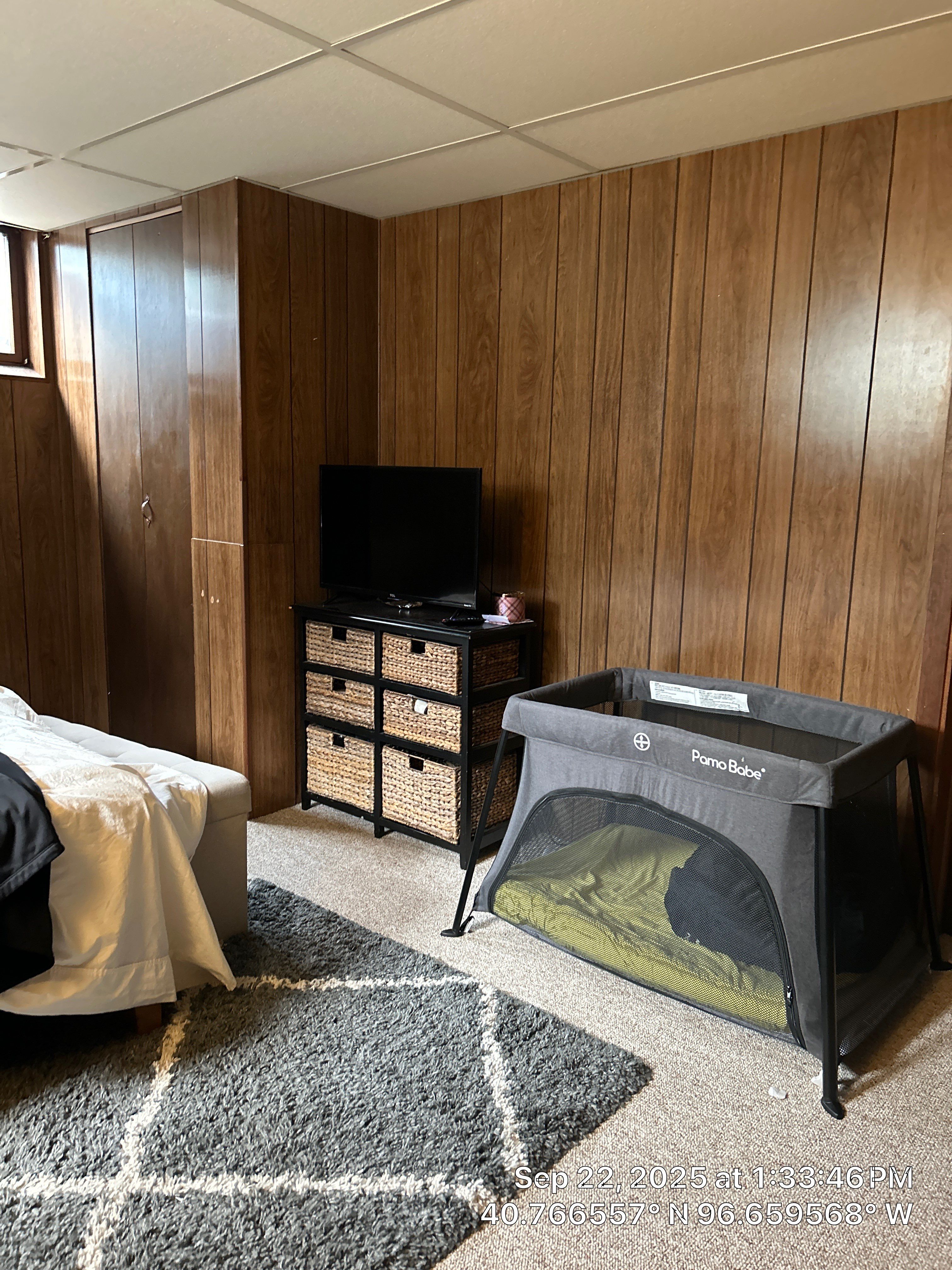 Basement Bedroom Interior Assessment and Ceiling Repair in Lincoln by CompanyCam Sales Demo
