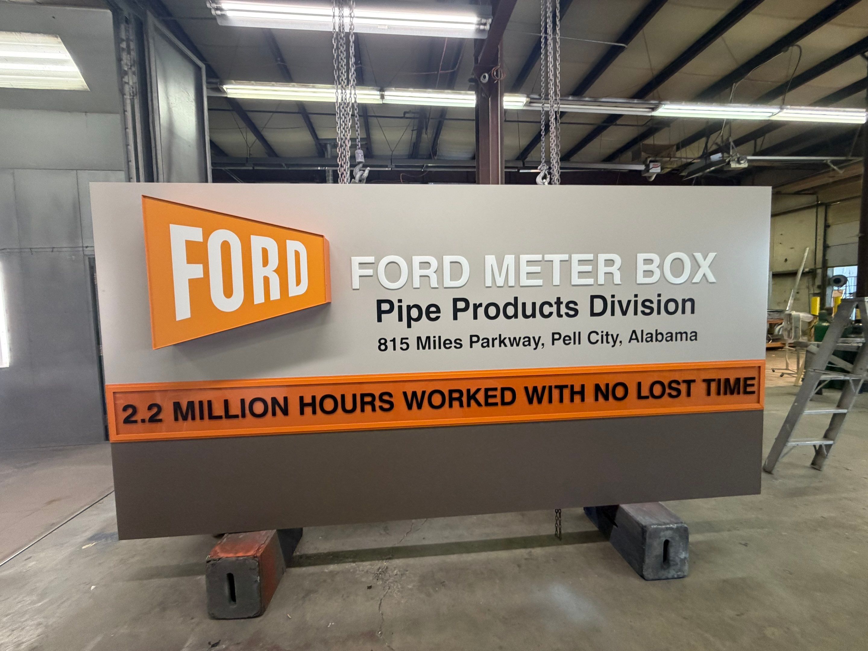 Monument Signage Installation and Site Wayfinding for Ford Meter Box by Hayes Design co