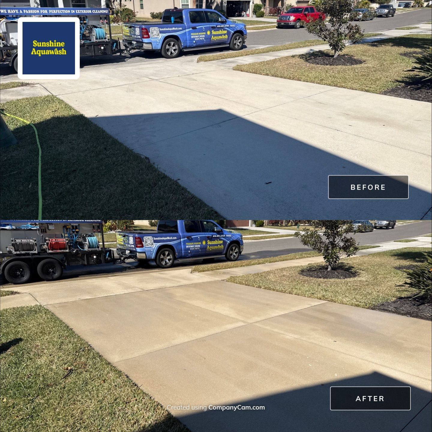 2-Car Concrete Driveway & Sidewalk Cleaning in Trevesta – Palmetto, FL by Sunshine AquaWash