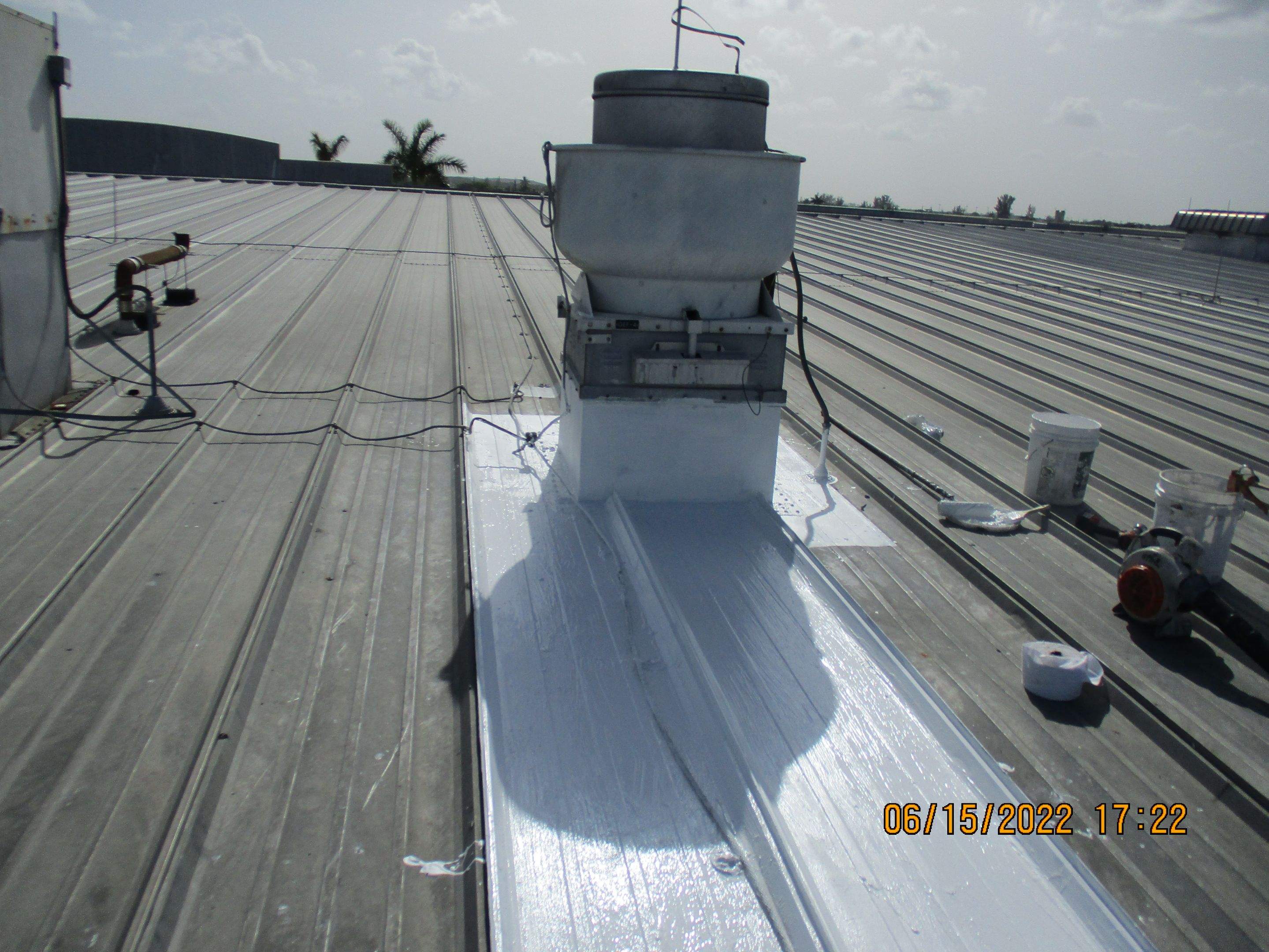 Calder Casino & Race Track Partial Metal Restoration  using #924 Eterna-Sil Premium Silicone Roof Coating by Morton Roofing, Inc.