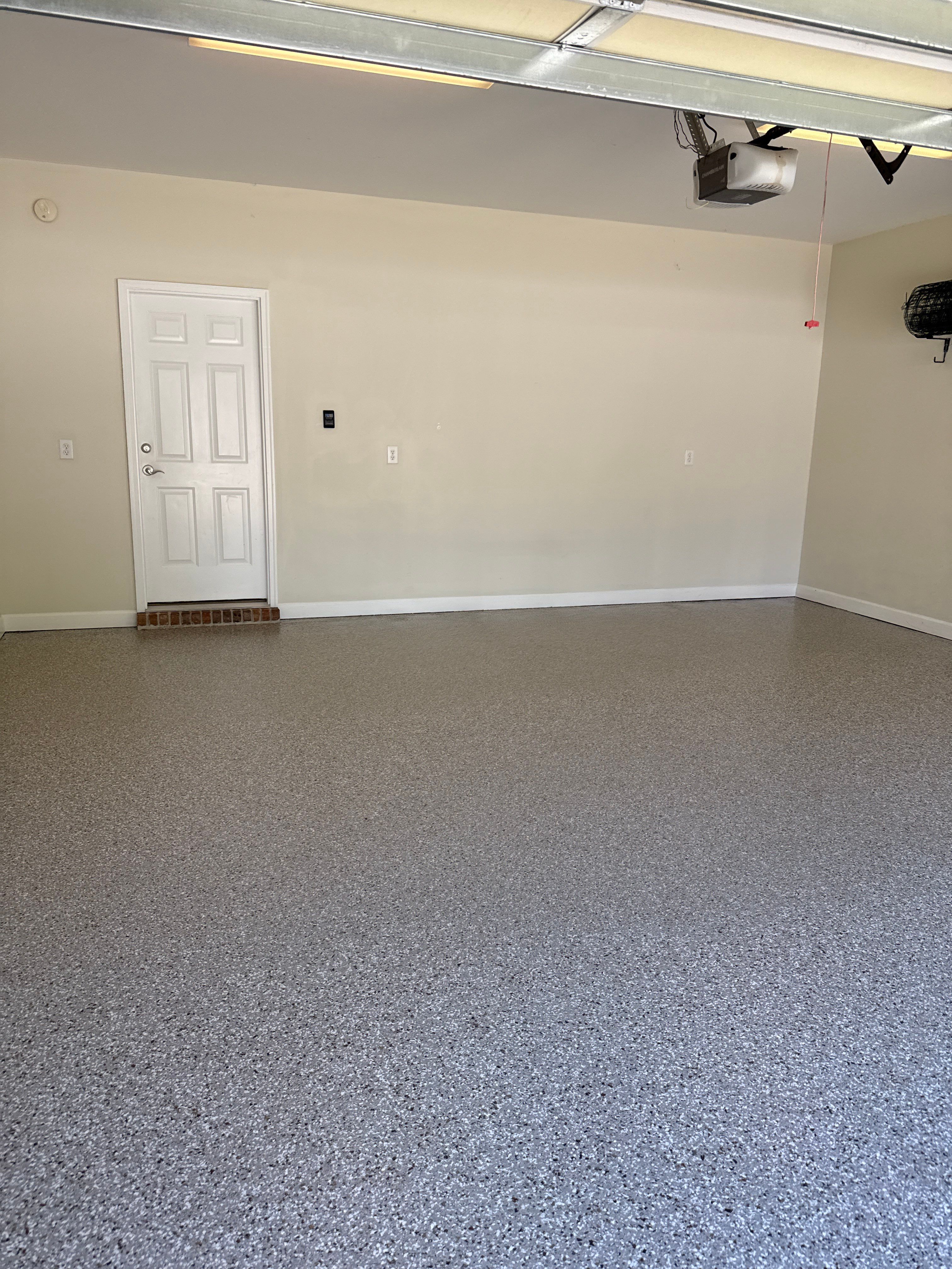 Epoxy Flake Garage Floor Coating for Fairhope Residence by Cornerstone Hard Surface Restoration
