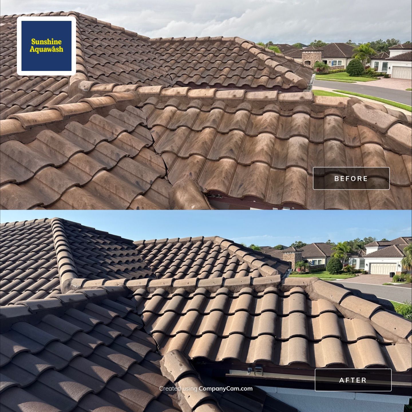 Concrete Tile Roof, Paver Driveway & Lanai Cleaning – Artisan Lakes Esplanade, Palmetto, FL by Sunshine AquaWash