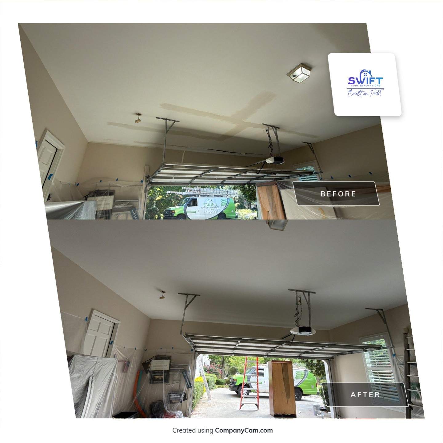 Multi-Story Stucco Home Exterior Painting and Garage Refresh in Marietta by Swift Home Renovations 