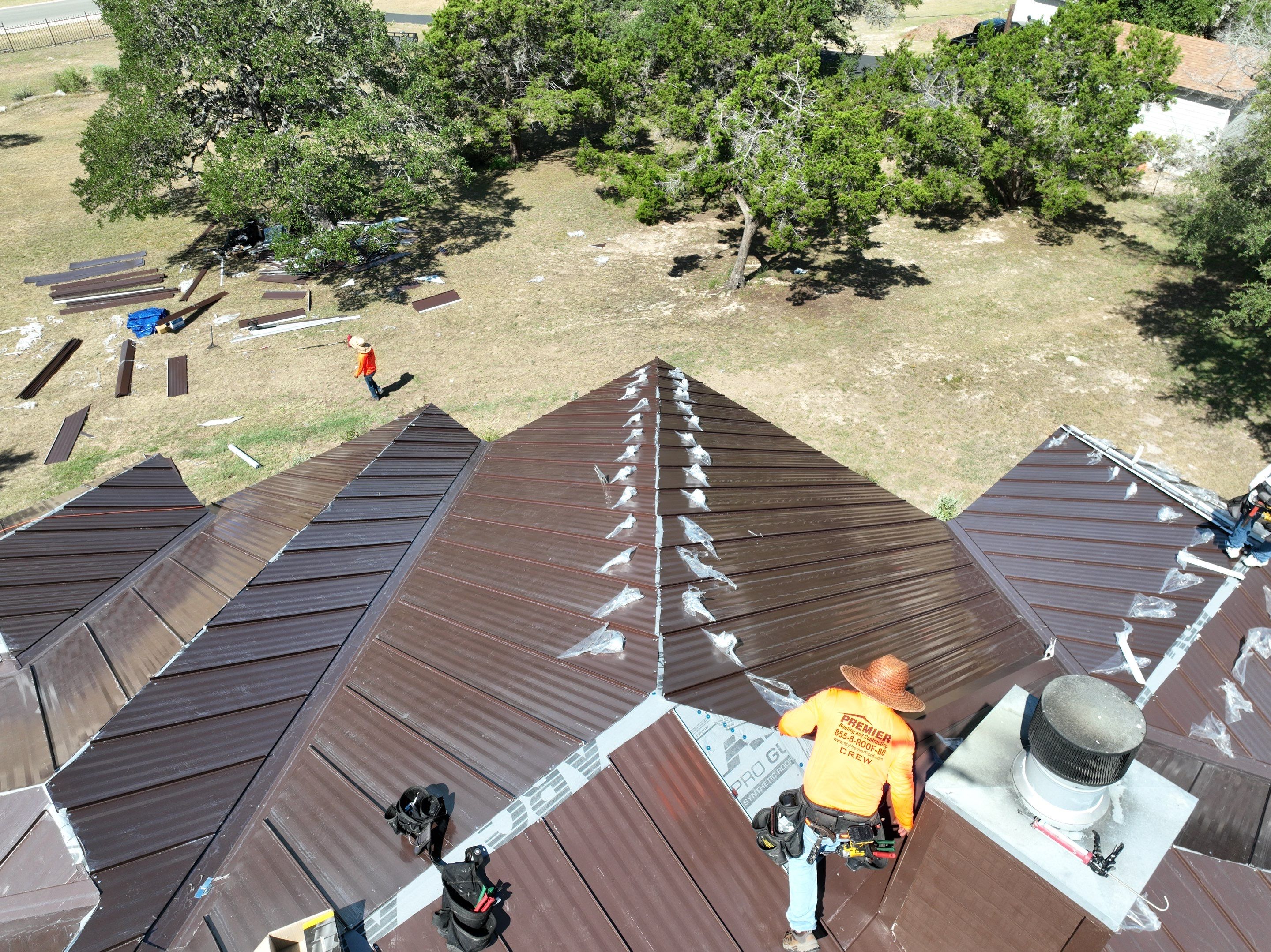 Residential Metal Roof Installation using McElroy Metal by Premier Roofing and Contracting