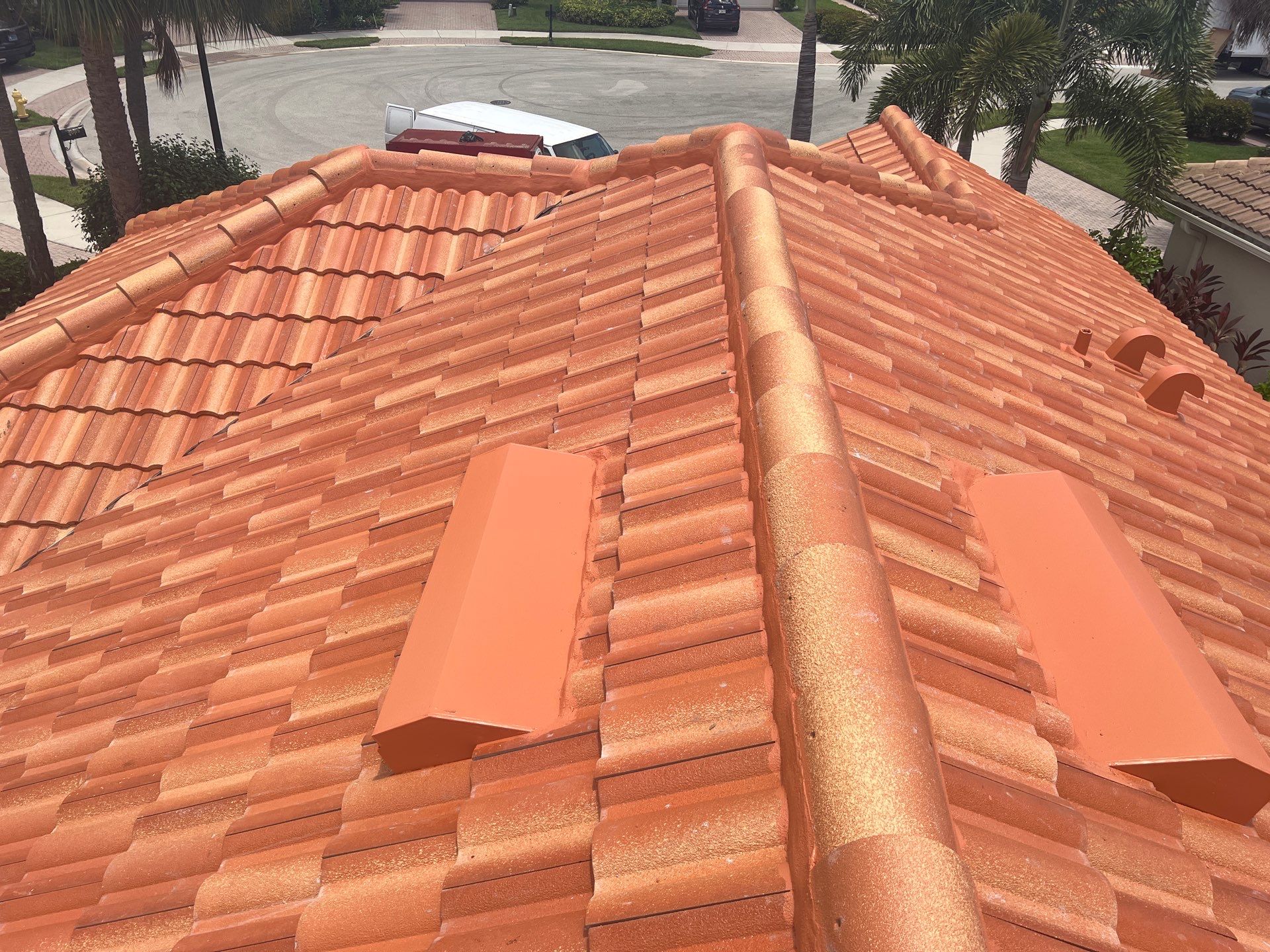 Residential Roofing Installation using Villa 900 Mission Sunset Tile by Durabilis Roofing INC