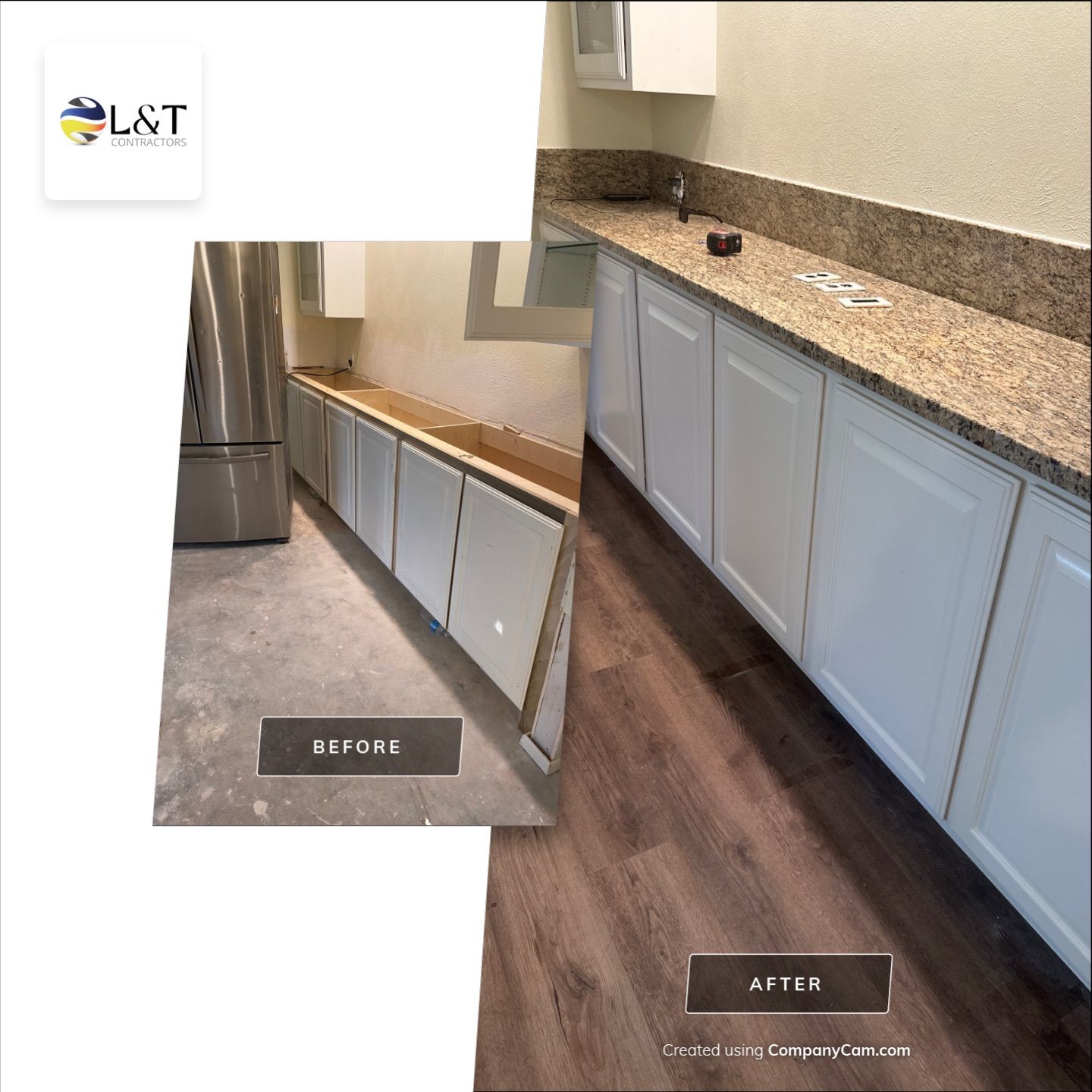 Home Remodel after Huge Water Damage by L&T General Contractors and Restoration INC