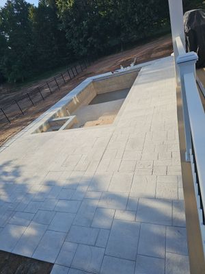 Stamped concrete pool deck