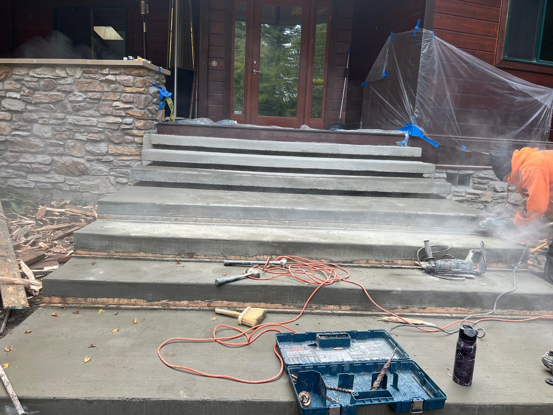 Pia | Custom Concrete Driveway, Walkway & Floating Steps by Jireh Asphalt & Concrete Inc 