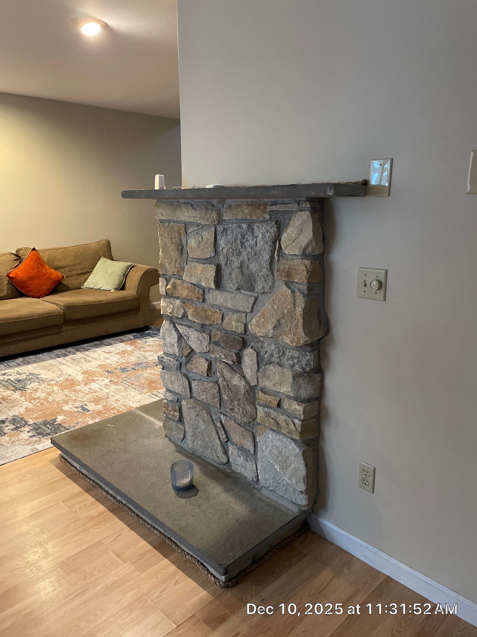 Gas Insert in corner fireplace by Neighborhood Chimney Services 