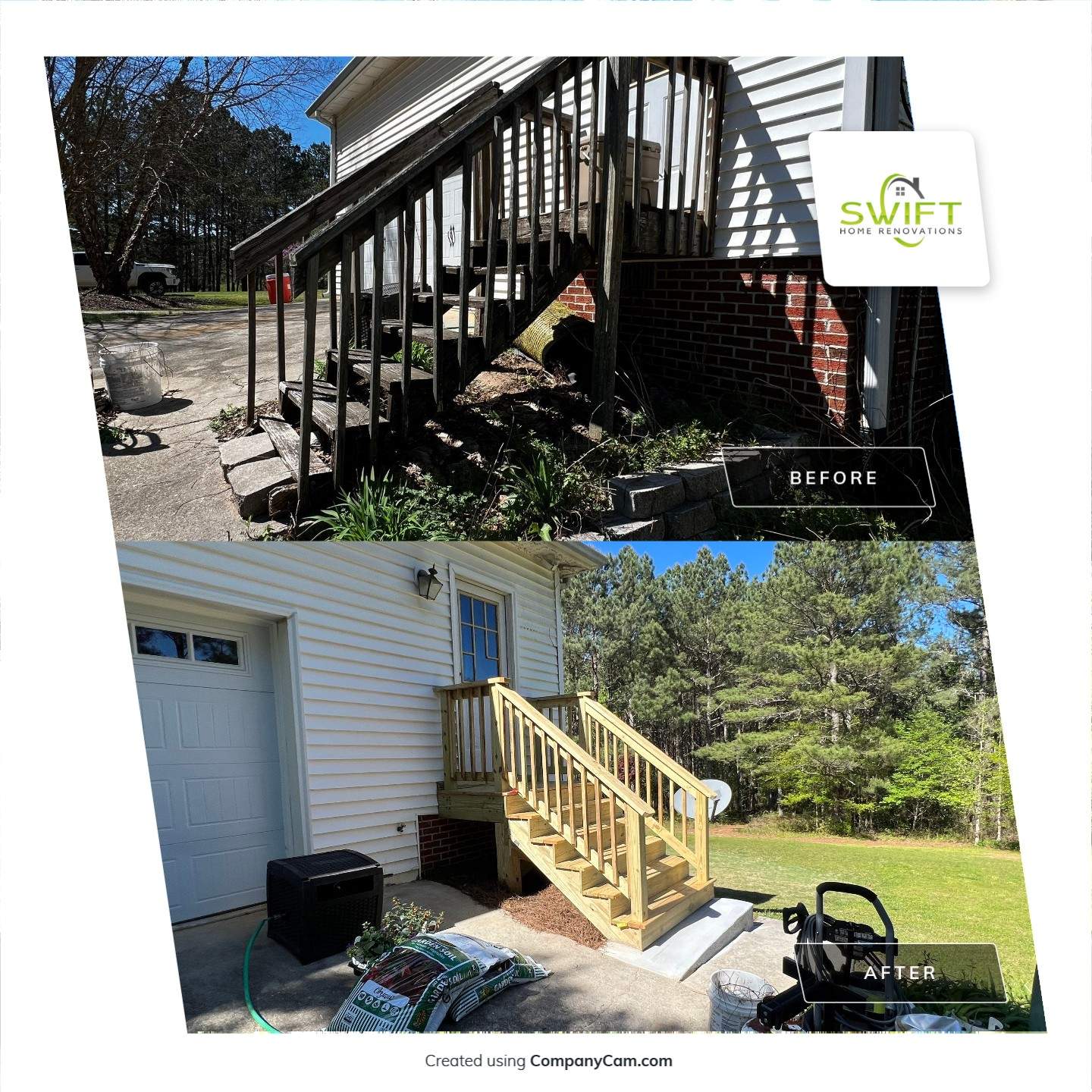 Pressure-Treated Wood Deck and Side Porch Replacement in Dacula by Swift Home Renovations
