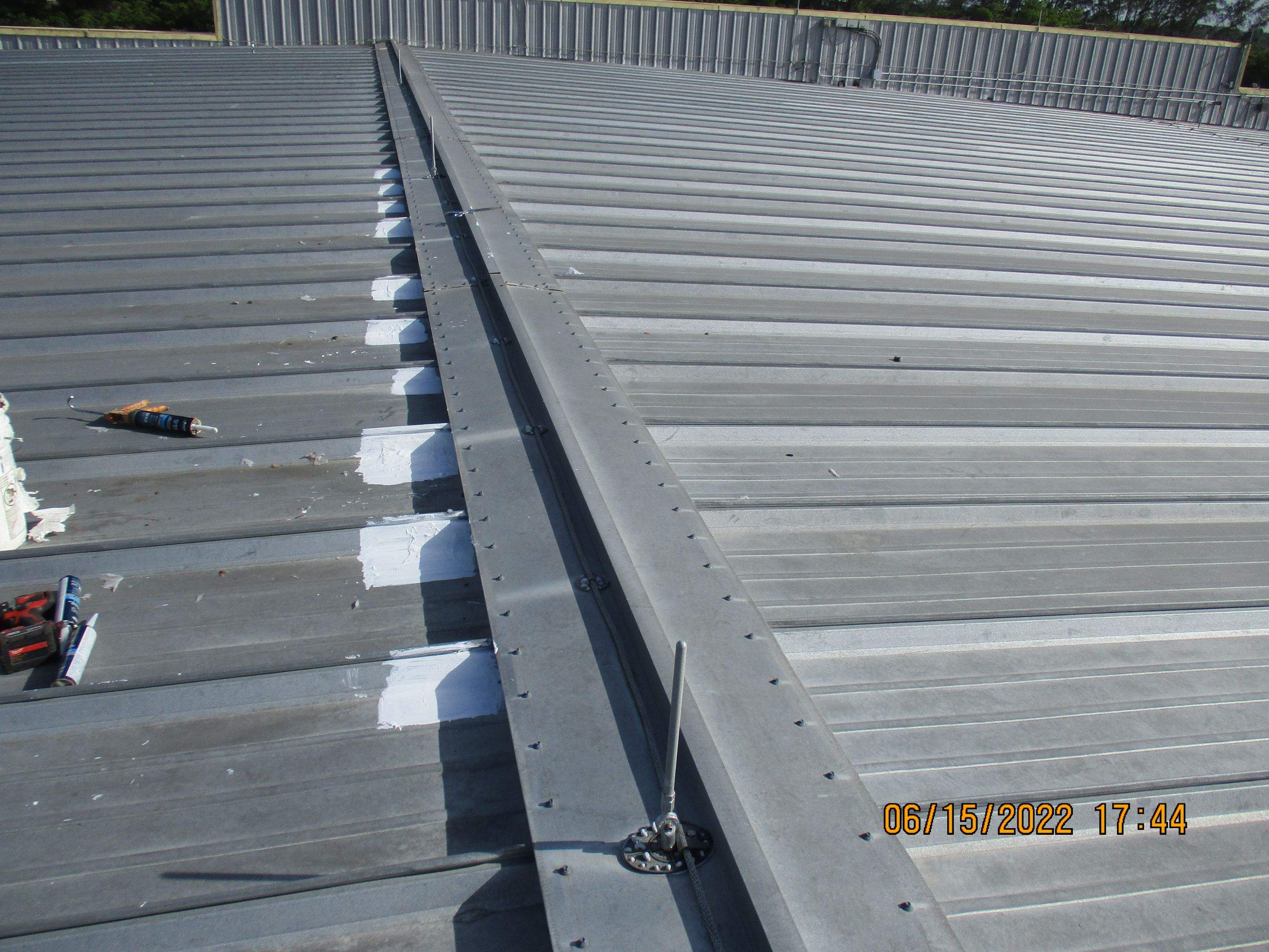 Calder Casino & Race Track Partial Metal Restoration  using #924 Eterna-Sil Premium Silicone Roof Coating by Morton Roofing, Inc.