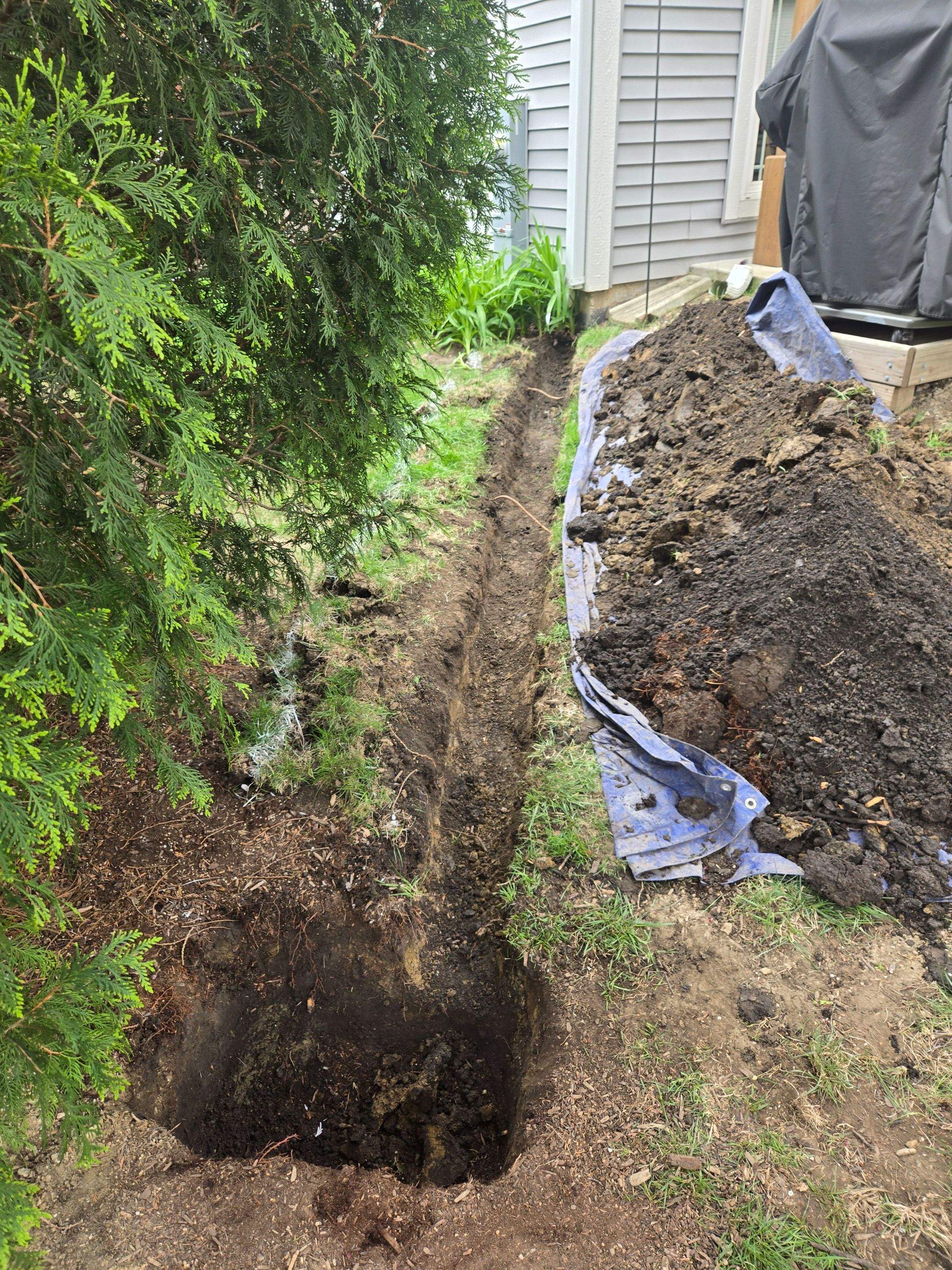Downspout Discharge Installation & Yard Regrading by Allied Water Services